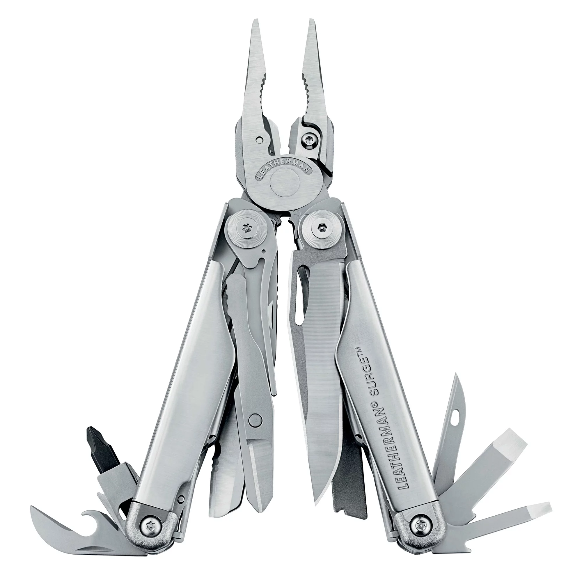 LEATHERMAN Surge Heavy Duty Multitool with Premium Replaceable Wire Cutters and Spring Action Scissors Stainless Steel with Premium Nylon Sheath