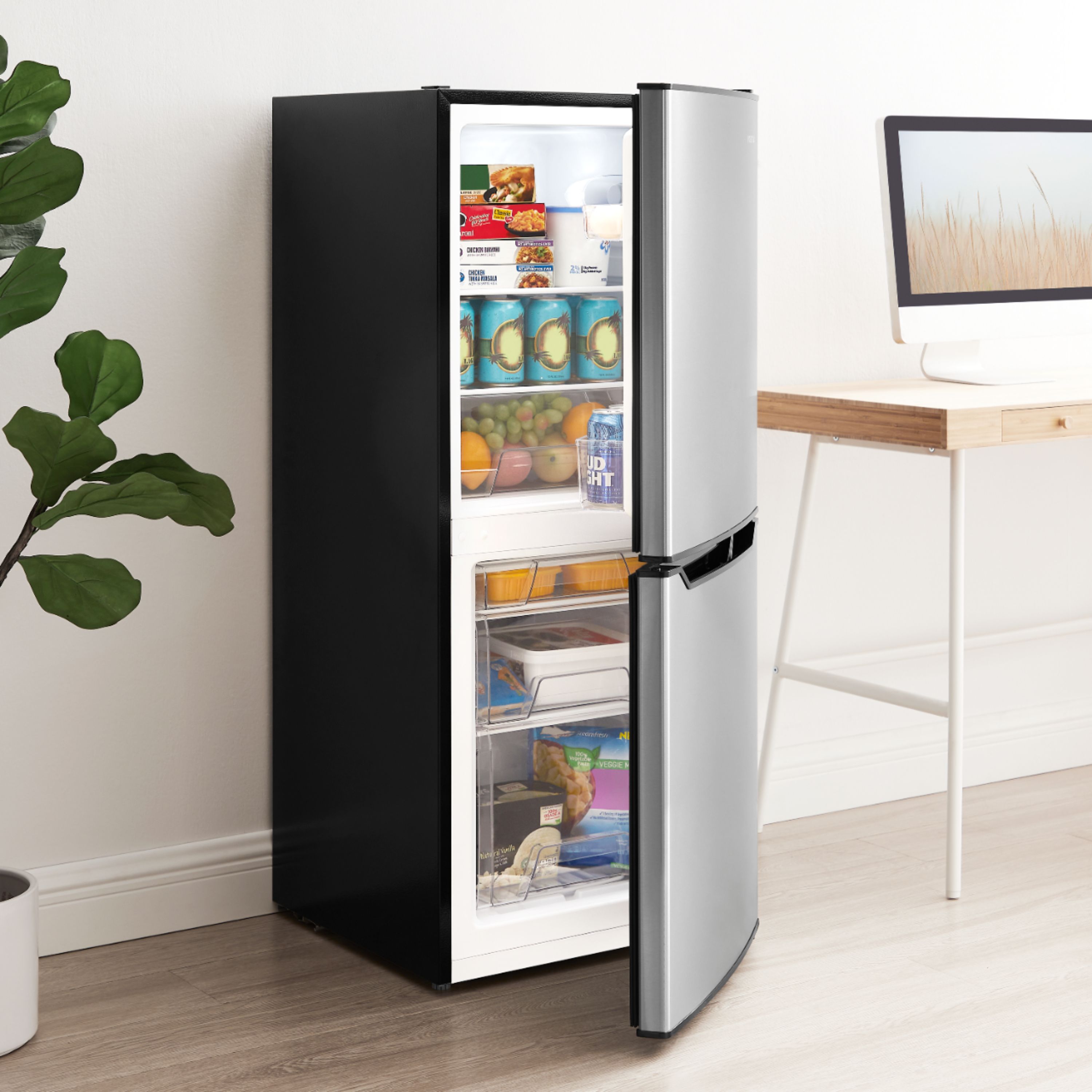 Insignia™ - 4.9 Cu. Ft. Mini Fridge with Bottom Freezer and ENERGY STAR Certification - Stainless Steel