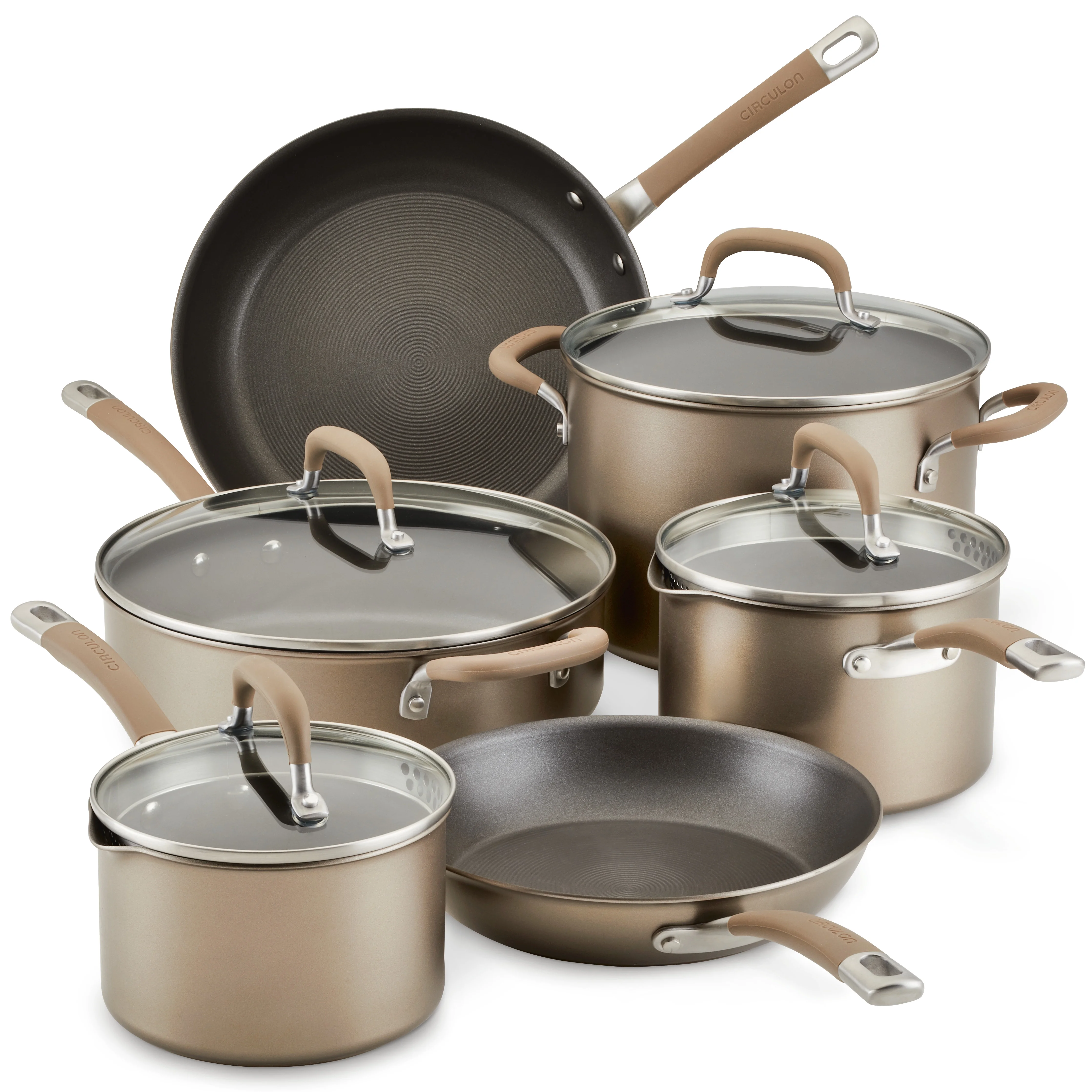 Circulon Premier Professional 10 Piece Nonstick Pots and Pans Induction Pots and Pans Set, Bronze