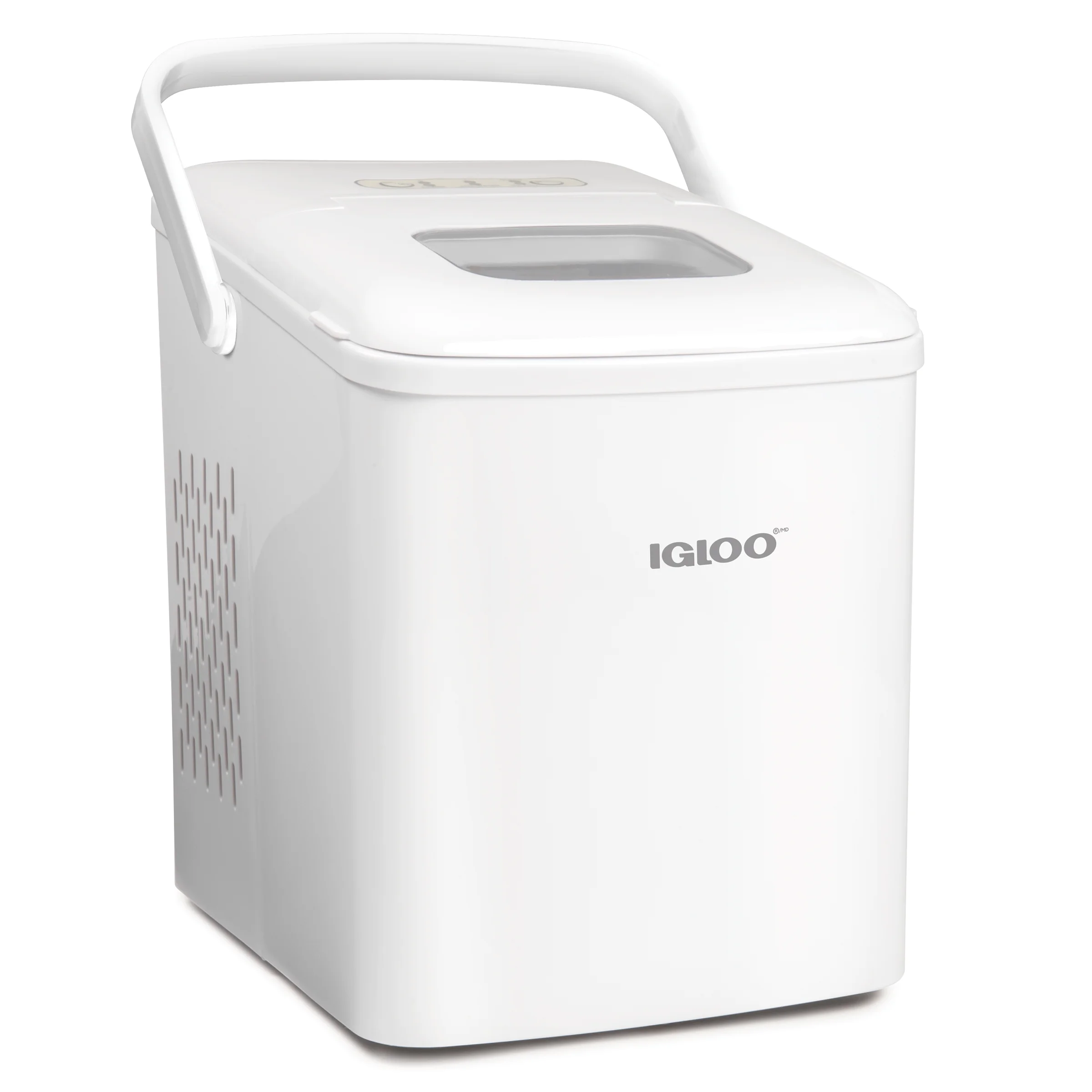 Igloo Handled Automatic Ice Machine Self Cleaning Countertop Ice Maker with Scoop, White