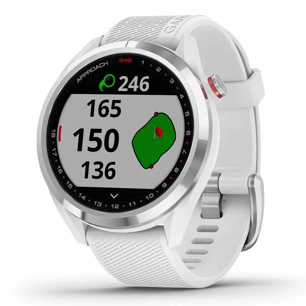 Garmin Approach S42 White Golf GPS Watch Power Bundle 2021 Model with PlayBetter Portable Charger & HD Screen Protectors