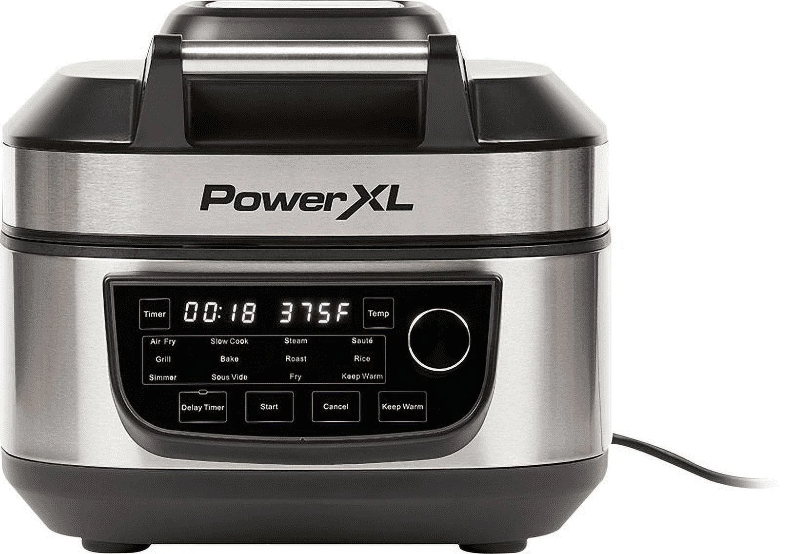 PowerXL Grill Air Fryer Combo 12-in-1 Indoor Grill, Air Fryer, Slow Cooker, Roast, Bake, 1550-Watts, Stainless Steel Finish