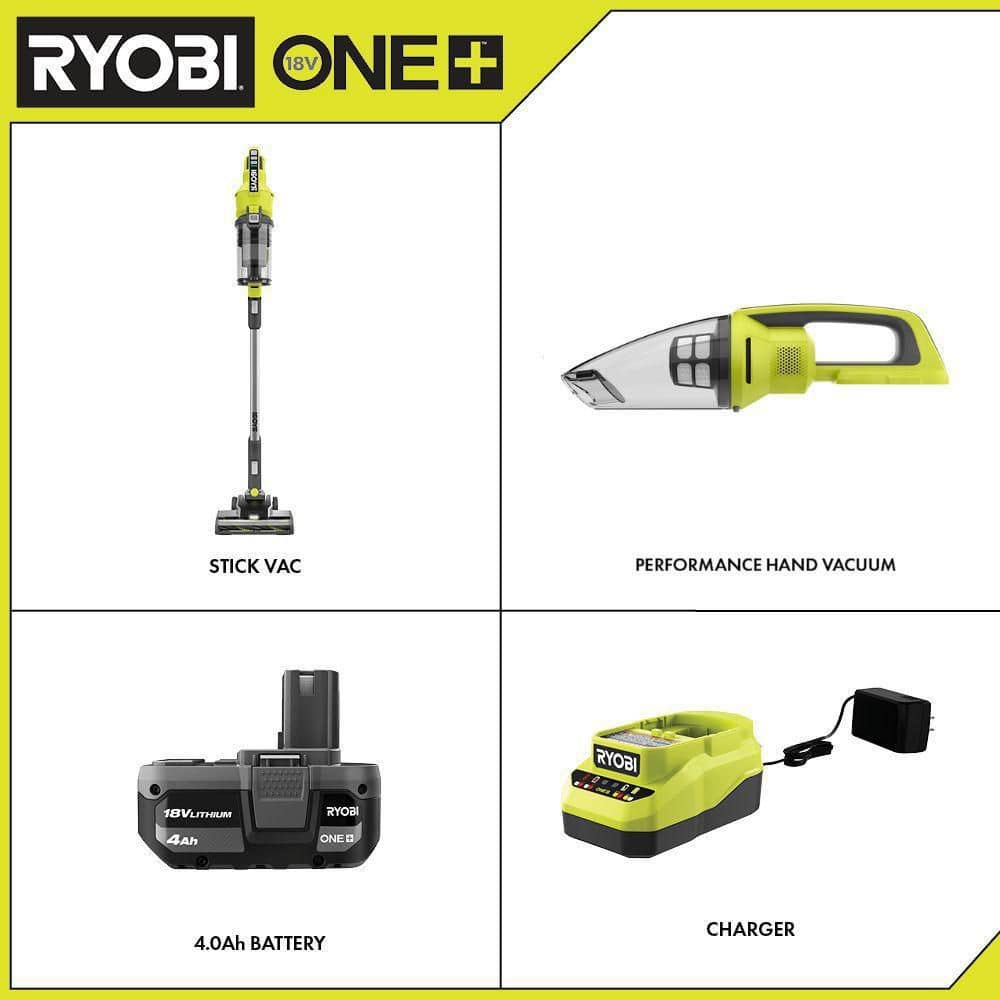 ONE+ 18V Cordless Stick and Hand Vacuum Cleaner (2-Piece) with 4.0 Ah Battery and Charger PCL720KHV1