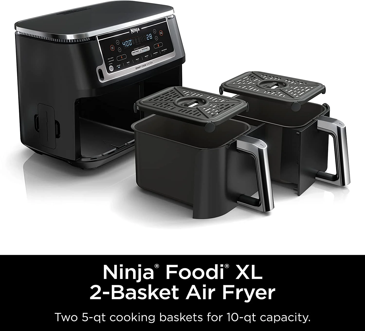 Ninja DZ550 Foodi 10 Quart 6-in-1 DualZone Smart XL Air Fryer with 2 Independent Baskets