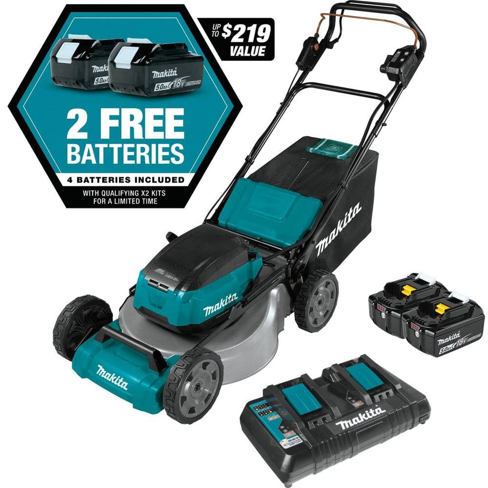 21 in 18 Volt X2 36 Volt LXT Lithium Ion Cordless Walk Behind Self Propelled Lawn Mower Kit with 4 Batteries 5 0 Ah XML08PT1