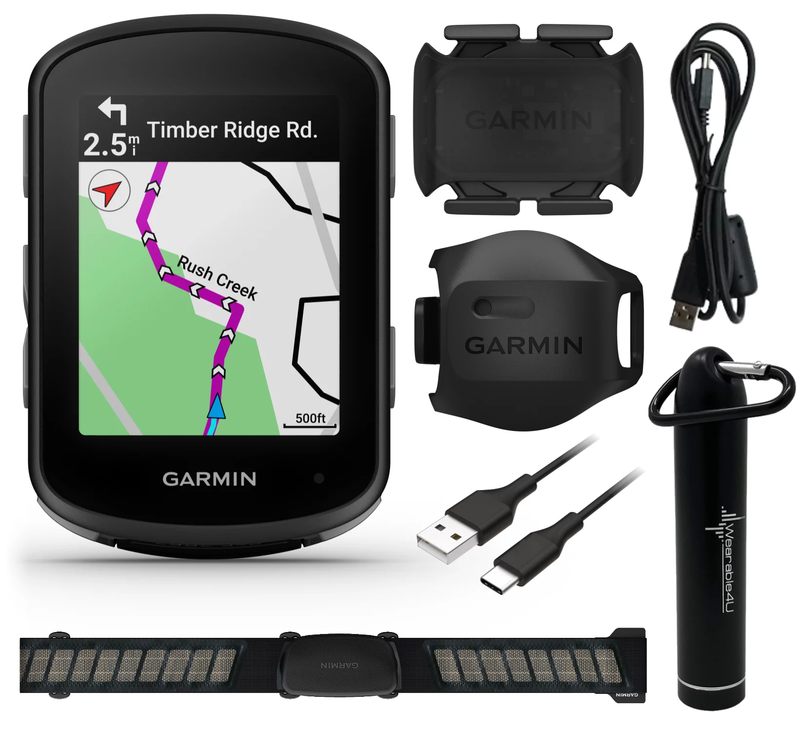 Garmin Edge 540 Bundle with Edge 540 Speed Sensor 2 and Cadence Sensor 2 HRM Dual monitor with Wearable4U Power Bank Bundle