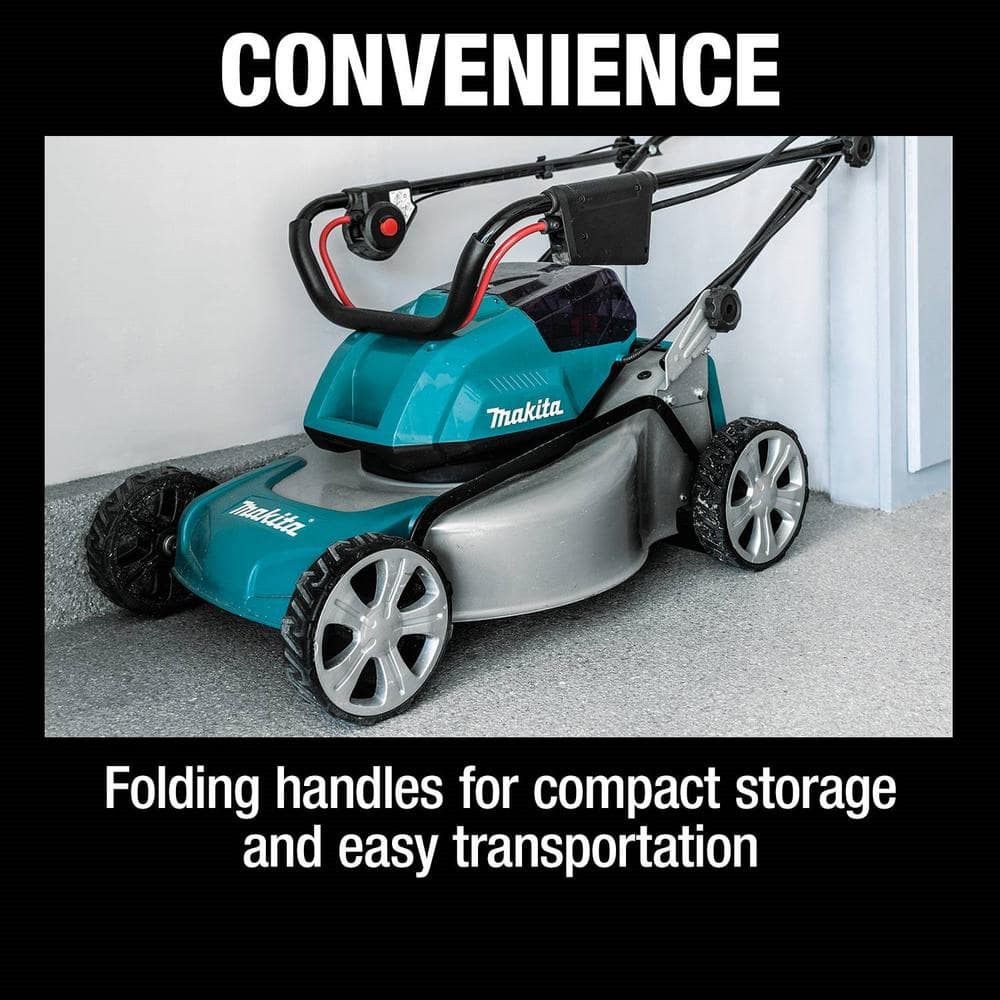 18 in 18 Volt X2 36 Volt LXT Lithium Ion Cordless Walk Behind Push Lawn Mower Kit with 4 Batteries 4 0 Ah XML03CM1