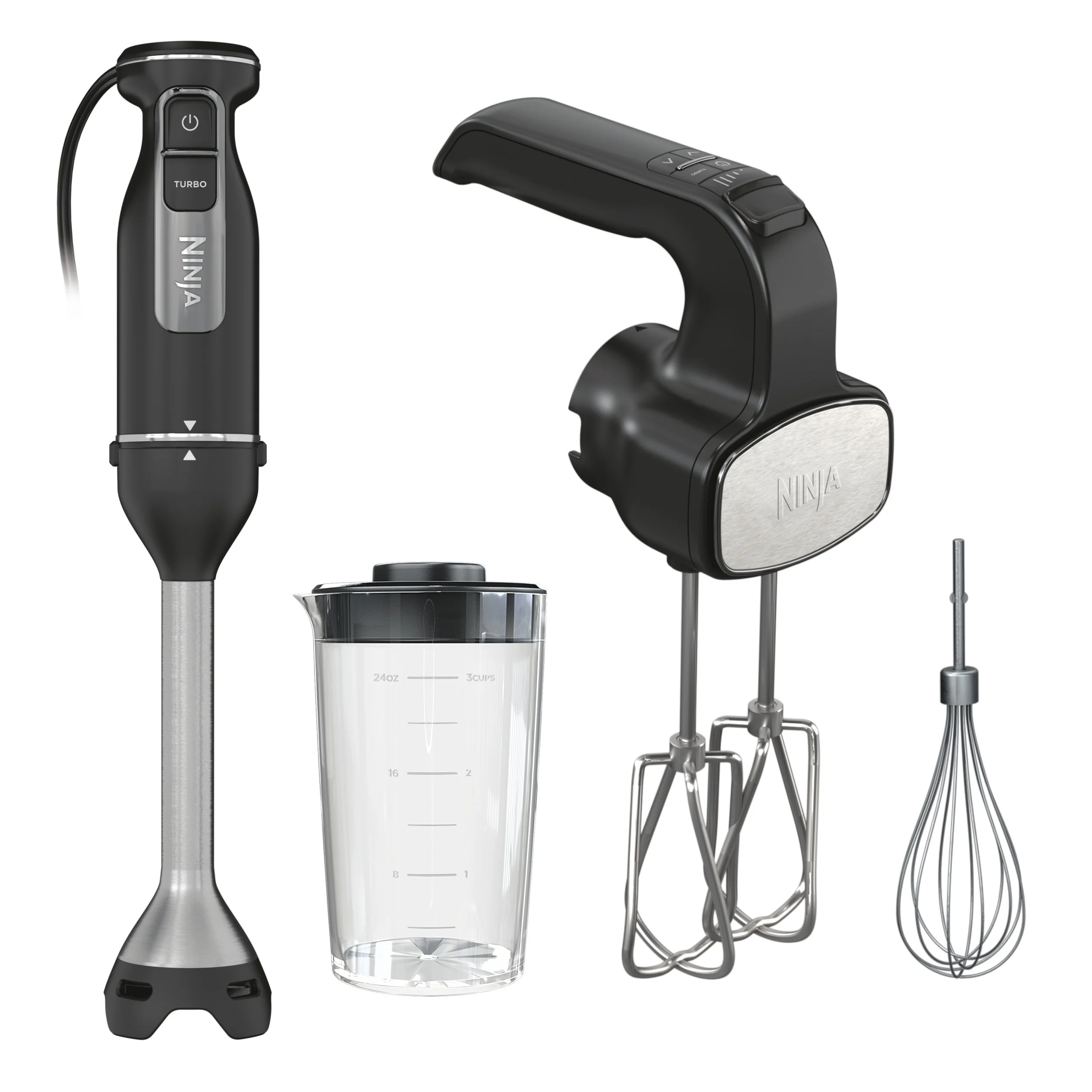 Ninja Foodi Power Mixer System with Hand Blender and Hand Mixer Combo and 3-Cup Blending Vessel