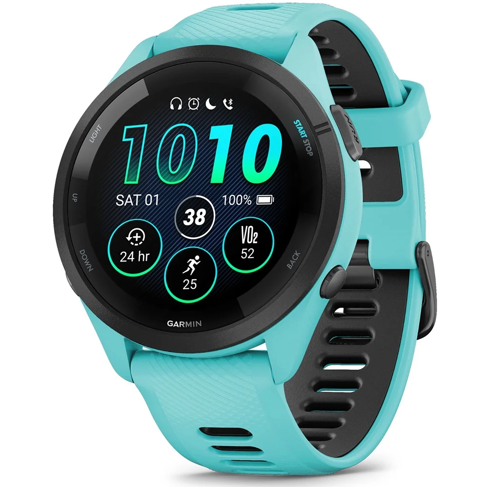 Garmin 010-02810-02 Forerunner 265 GPS Smartwatch Aqua/Black Bundle with 2 YR CPS Enhanced Protection Pack