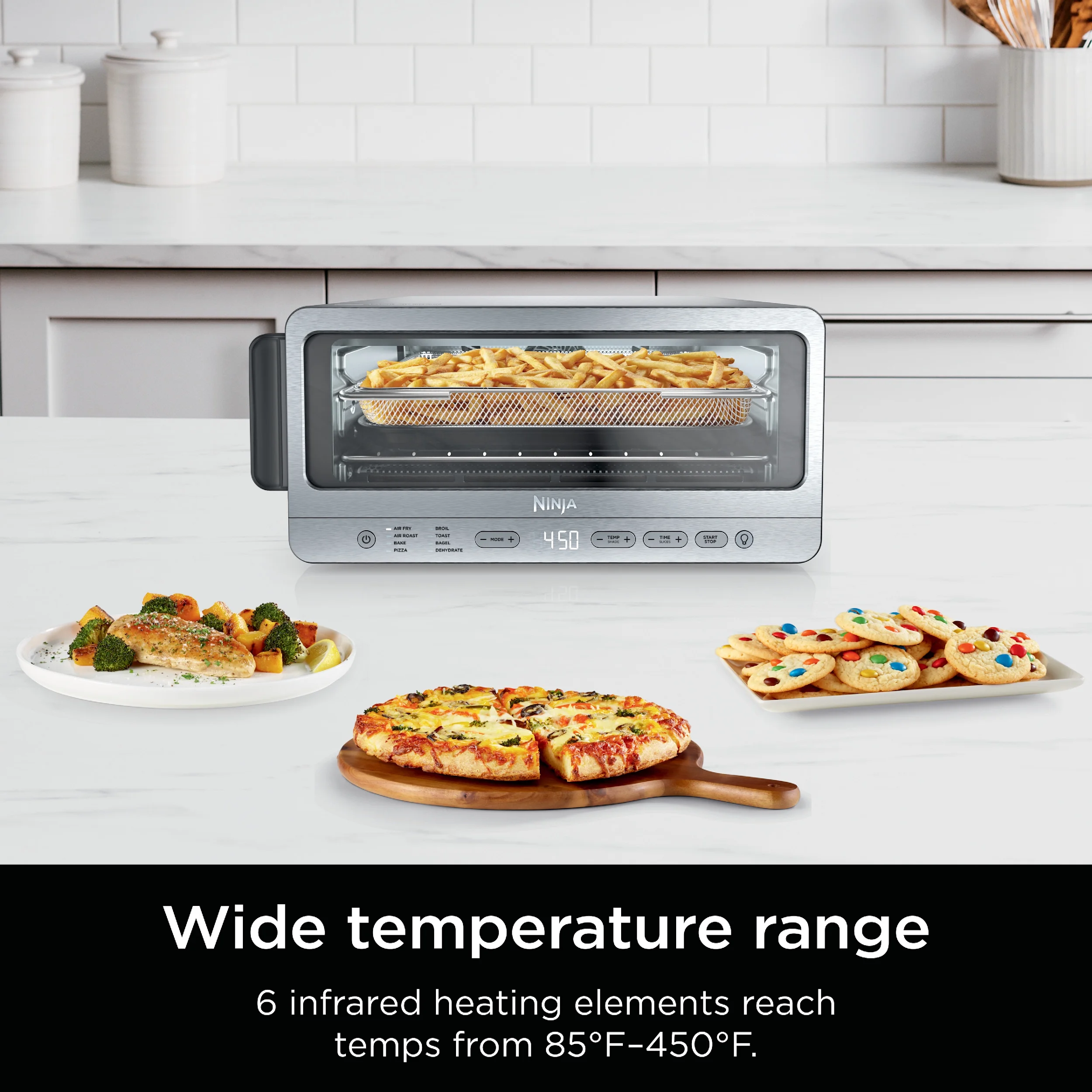 Ninja Flip Toaster Oven & Air Fryer, 8-in-1 Functionality, Flip Up & Away Capability for Storage Space, SP151