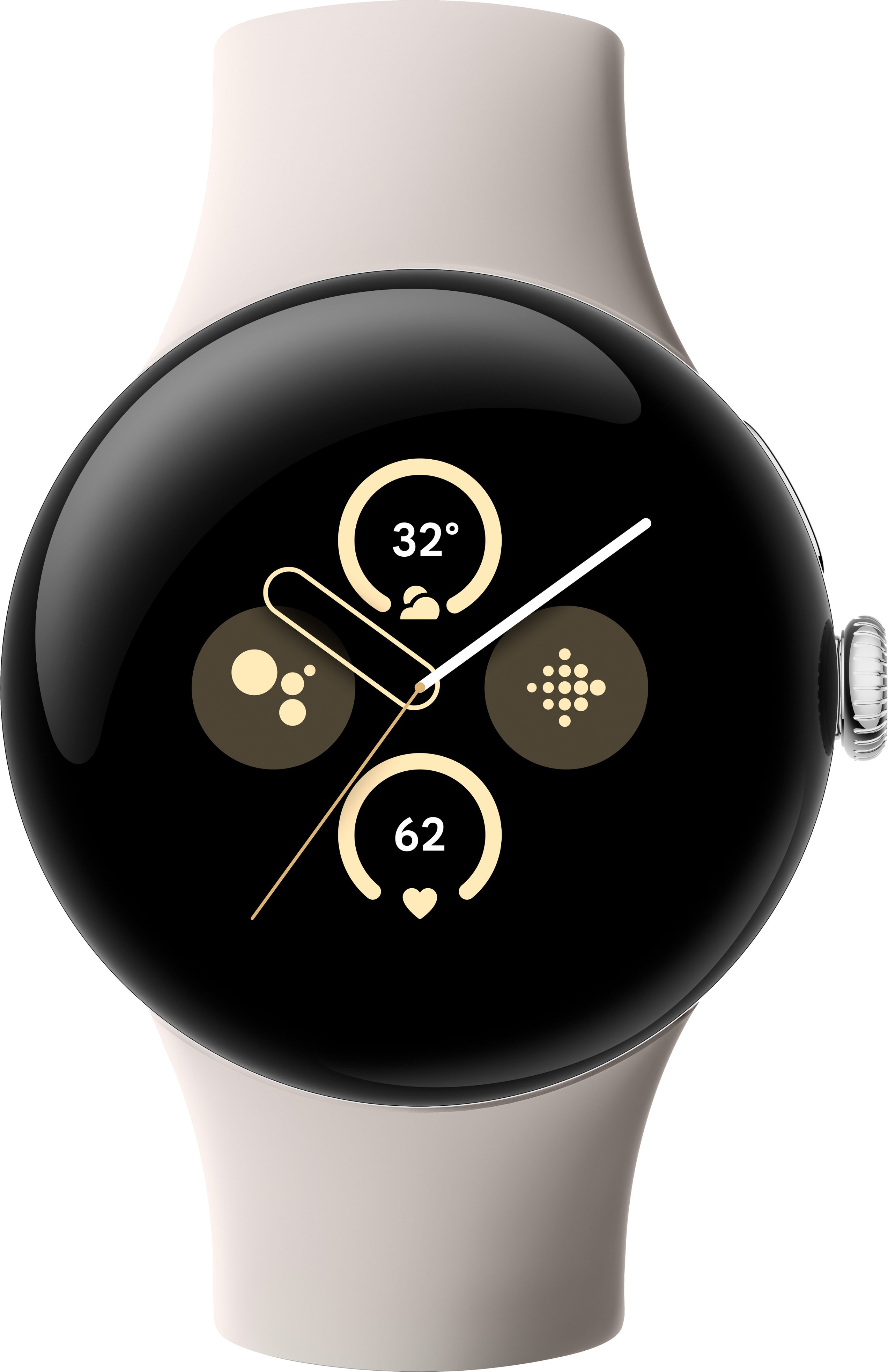Google - Pixel Watch 2 Polished Silver Aluminum Case Smartwatch with Porcelain Active Band Wi-Fi - Polished Silver