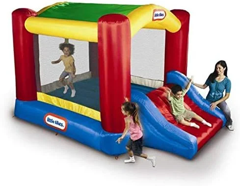 Jump 'n Slide with Arched Canopy Overhead Cover, Plus Heavy Duty Blower, Stakes, Repair Patches, and Storage Bag |3-Kid Capacity, Ages 3-8 Years