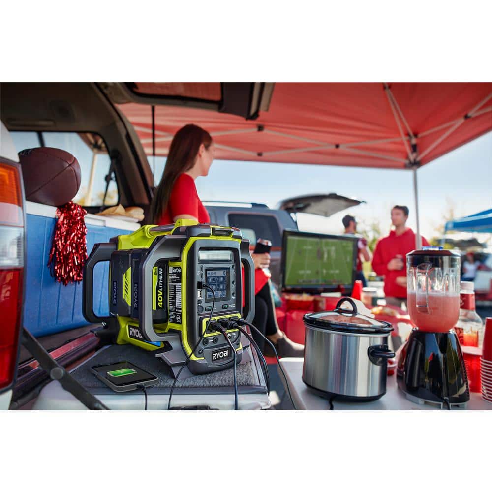 40V 1800-Watt Portable Battery Power Station Inverter Generator and 4-Port Charger with (4) 6.0 Ah Batteries RYi1802B6-6