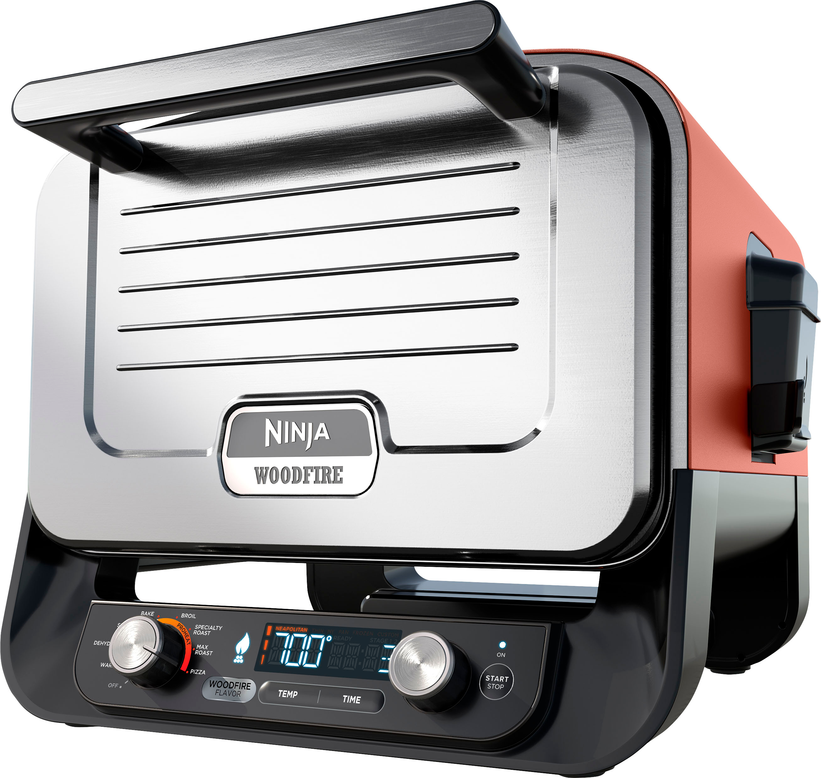Ninja - Woodfire Pizza Oven, 8-in-1 Outdoor Oven, 5 Pizza Settings, 700°F, Smoker, Woodfire Technology, Electric - Terracotta Red