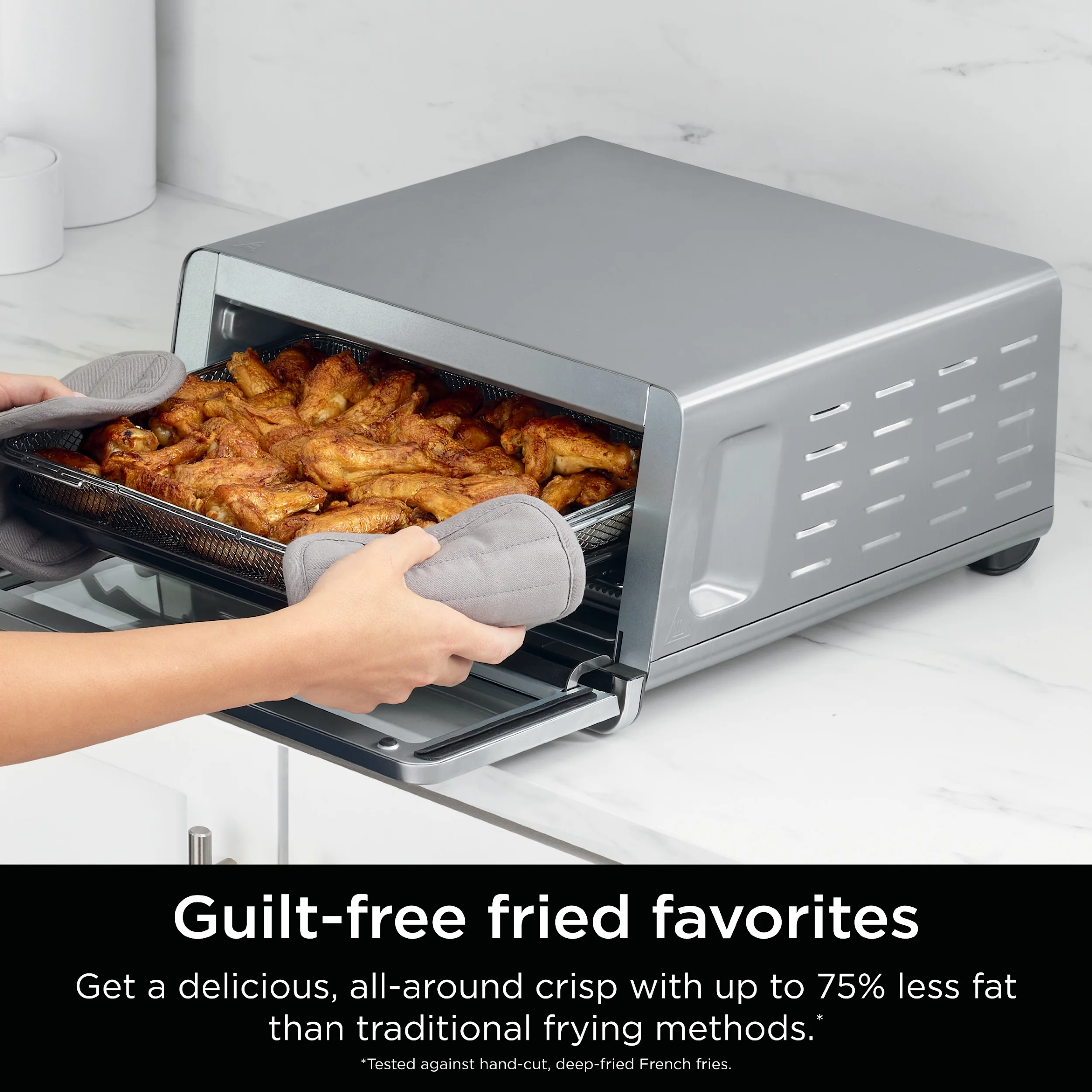 Ninja Flip Toaster Oven & Air Fryer, 8-in-1 Functionality, Flip Up & Away Capability for Storage Space, SP151