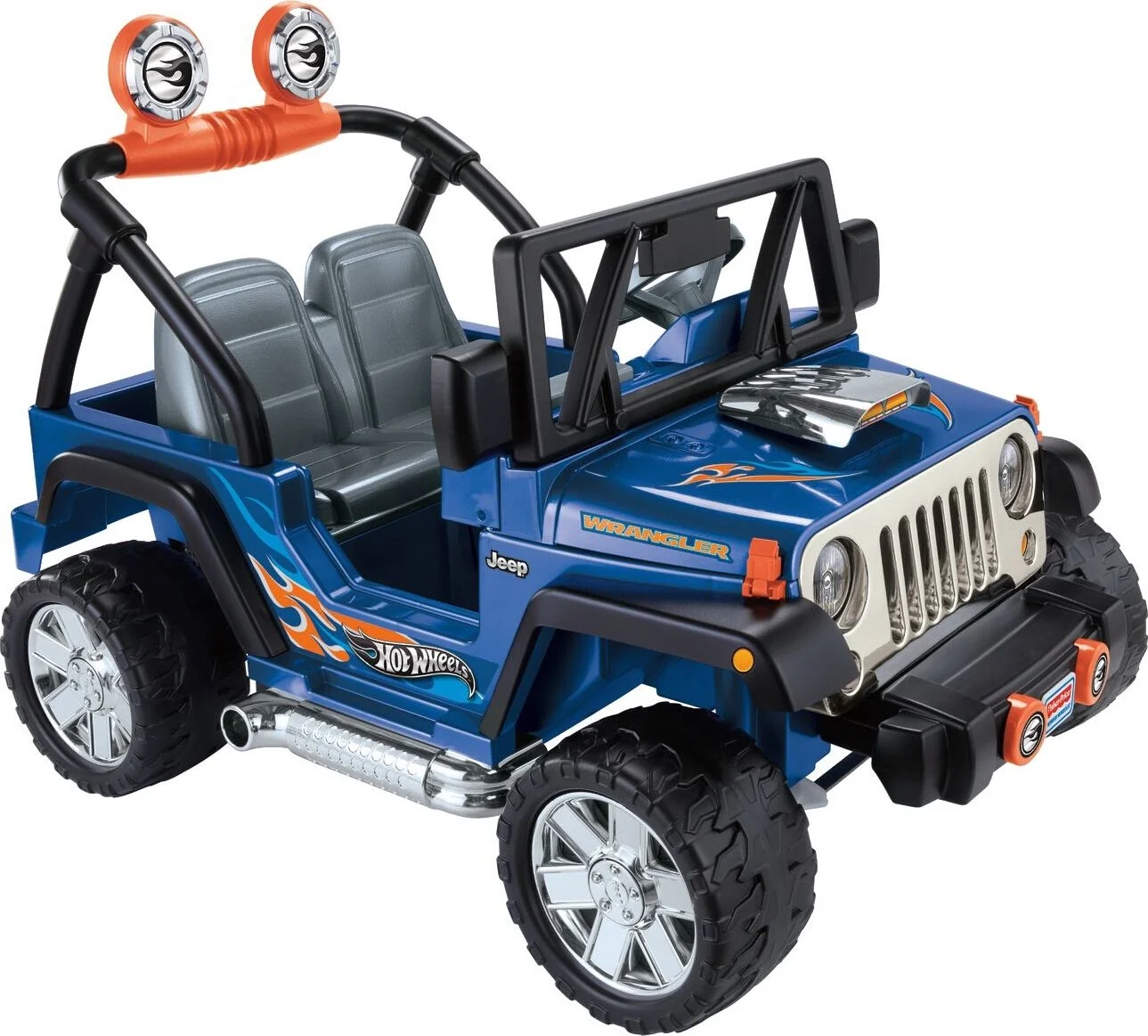Power Wheels Hot Wheels Jeep Wrangler Battery-Powered Ride-On Toy Vehicle with Music & Sounds, 12V