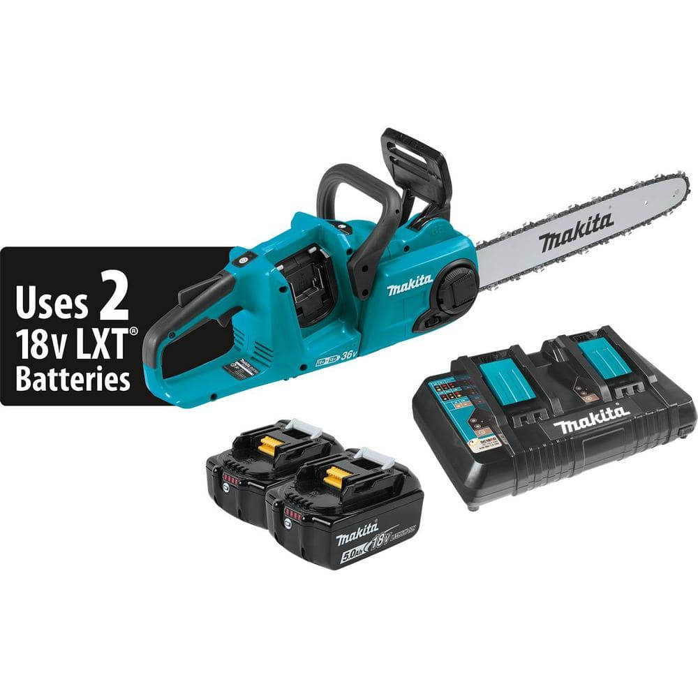 16 in. 18-Volt X2 (36-Volt) LXT Lithium-Ion Brushless Battery Chain Saw Kit (5.0Ah) XCU04PT