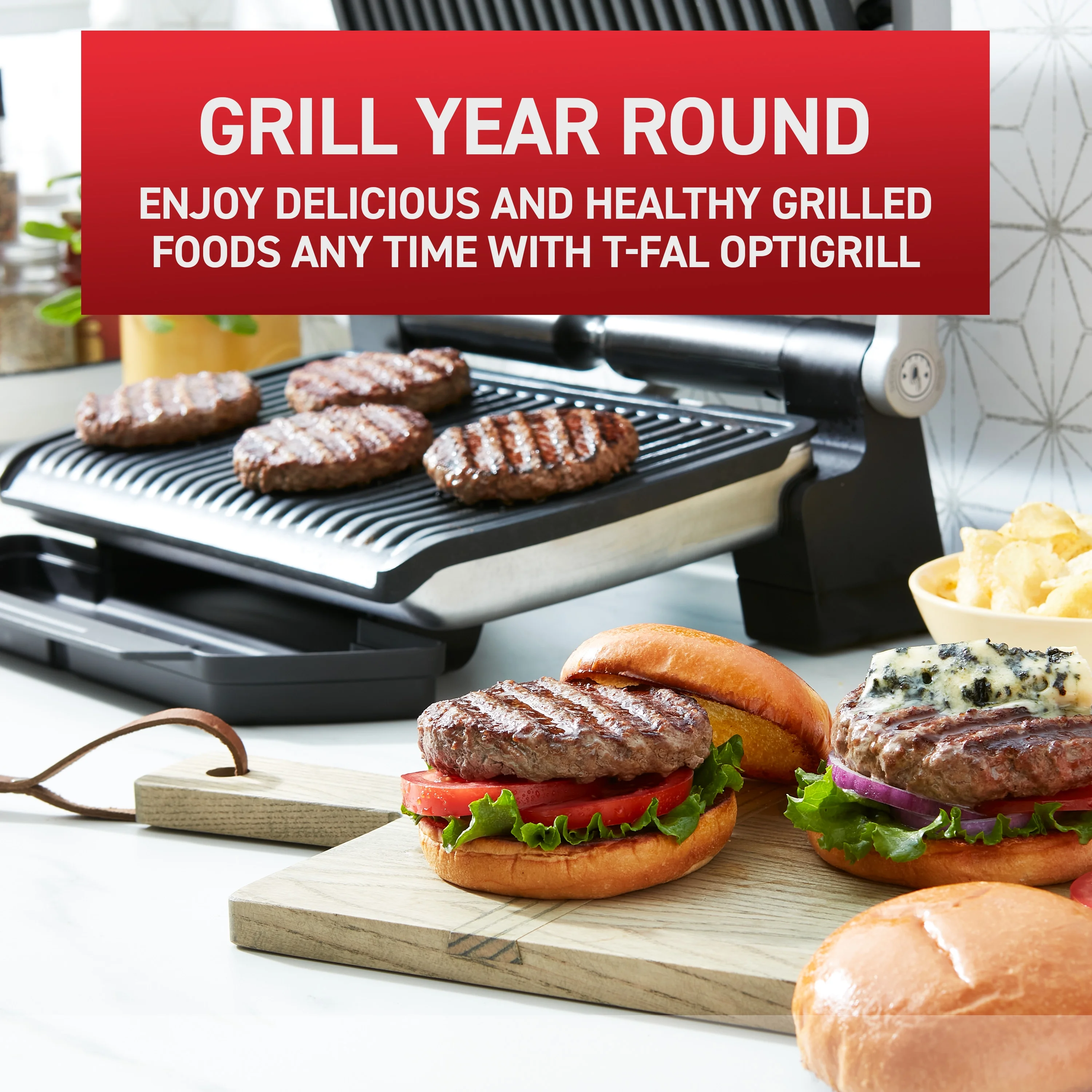 T-Fal OptiGrill XL Indoor Electric Grill with Removable, Dishwasher Safe Nonstick Plates, GC722D53