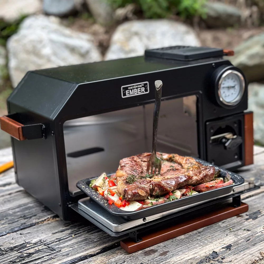 InstaFire Ember Pizza Steak Bread Oven, 2-in-1 Outdoor Wood-Powered Biomass, Indoor Canned Heat Fuel, Portable, Compact, off-Grid, Camp