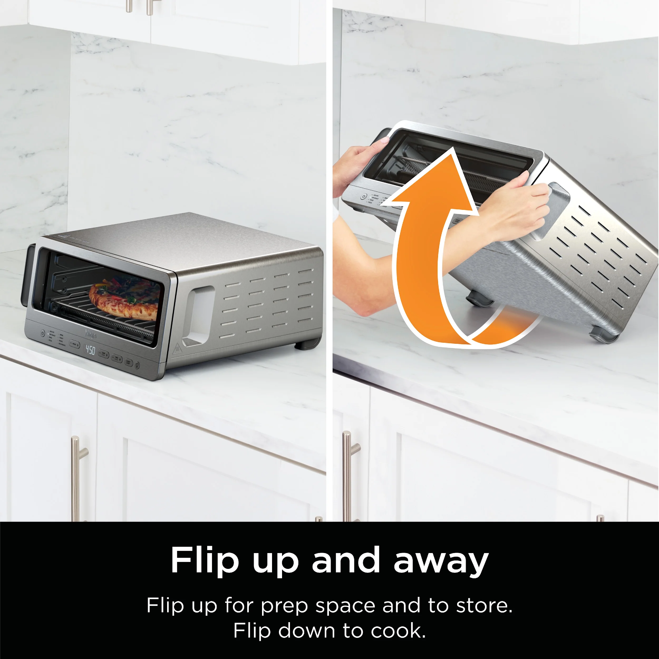 Ninja Flip Toaster Oven & Air Fryer, 8-in-1 Functionality, Flip Up & Away Capability for Storage Space, SP151
