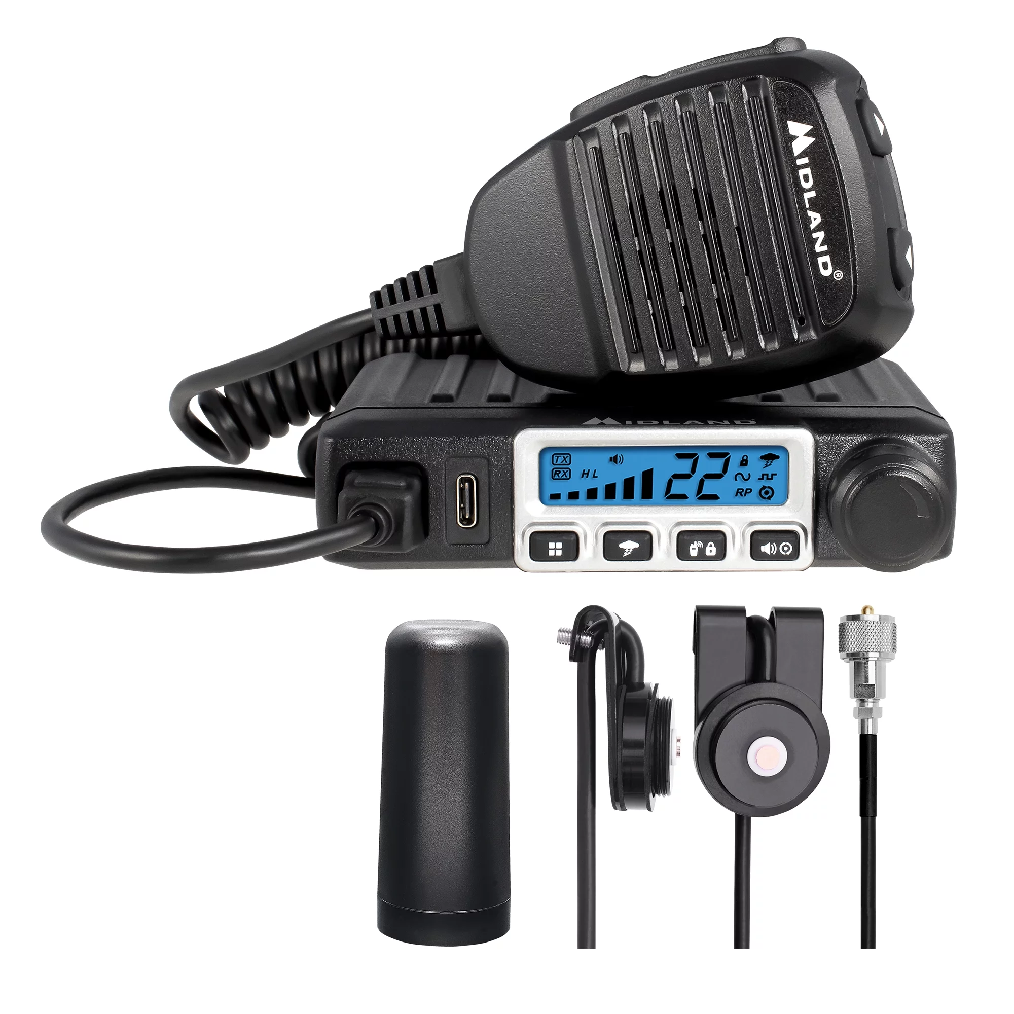 Midland – MXT115VP3-15 Watt GMRS Micromobile 15 Channels - 3dB Gain Universal Lip Mount Antenna