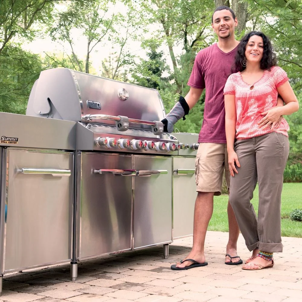 Weber Summit Grill Center Freestanding Natural Gas Grill With Rotisserie, Sear Burner & Side Burner