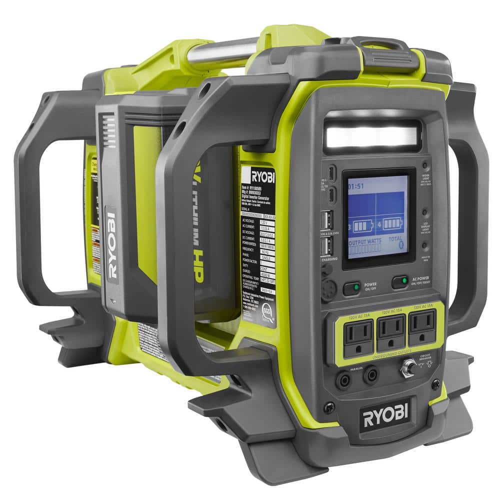 40V 1800-Watt Portable Battery Power Station Inverter Generator and 4-Port Charger with (4) 6.0 Ah Batteries RYi1802B6-6