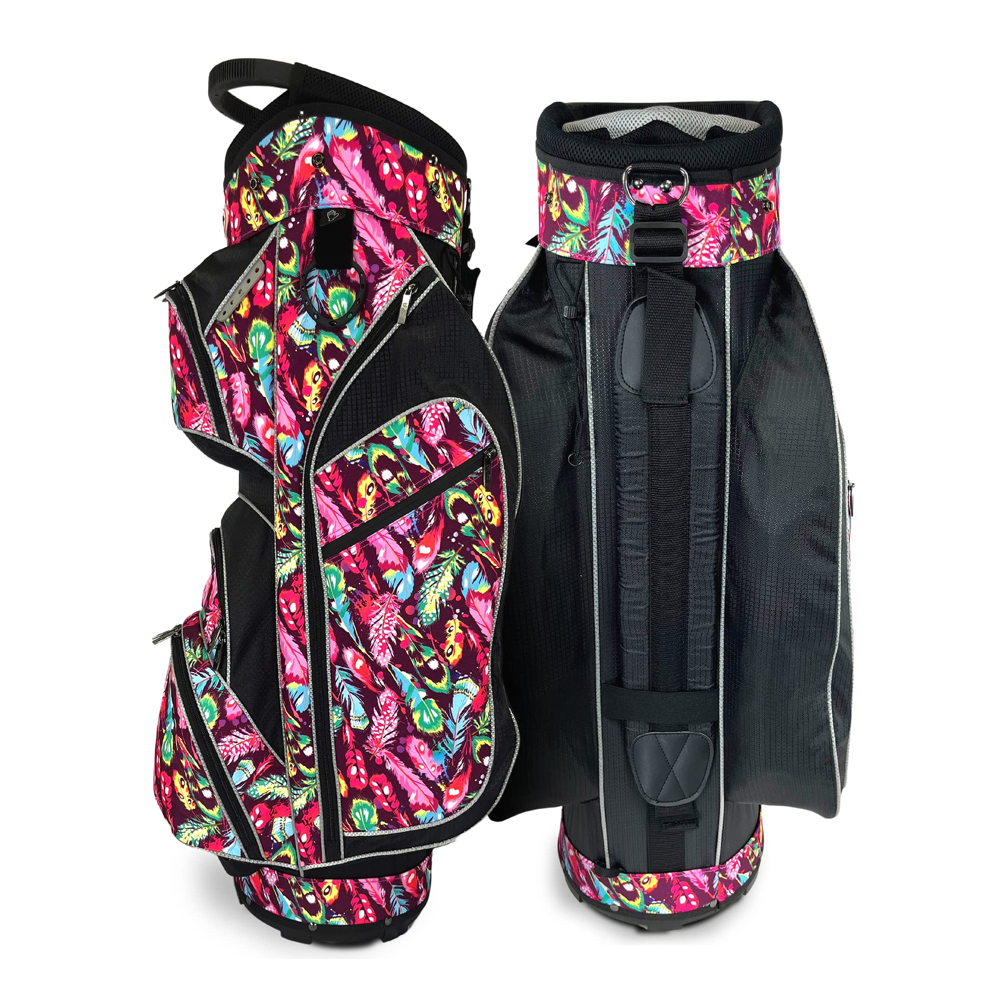 Womens Golf Bag - Taboo Fashions Lightweight Ladies Cart Bag, 14-Way, 7 Zippered Pockets, Rain Hood, Insulated Beverage Compartment