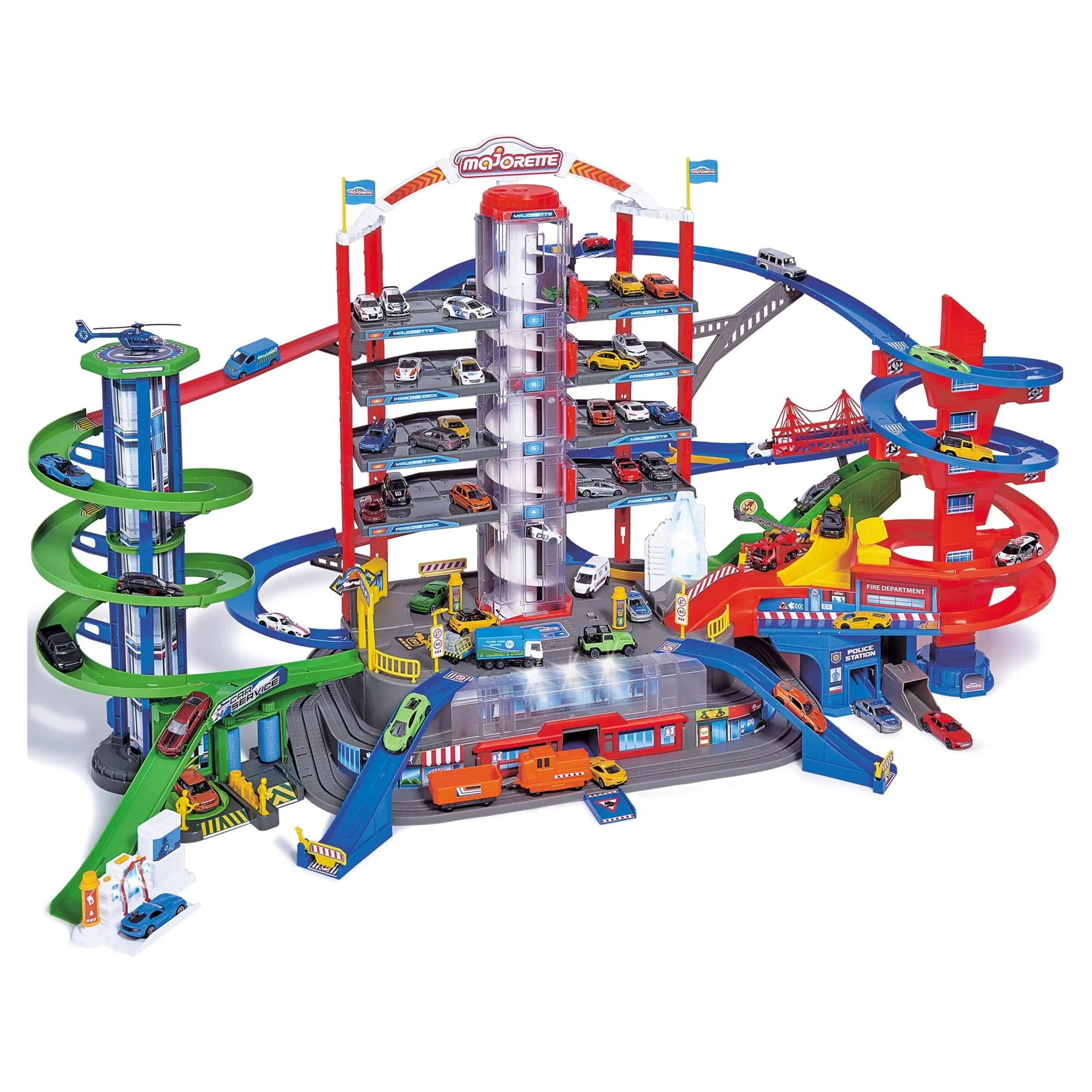 Dickie Toys - Majorette Super City Garage Playset with 6 Die-Cast Play Cars, Kids Age 5+