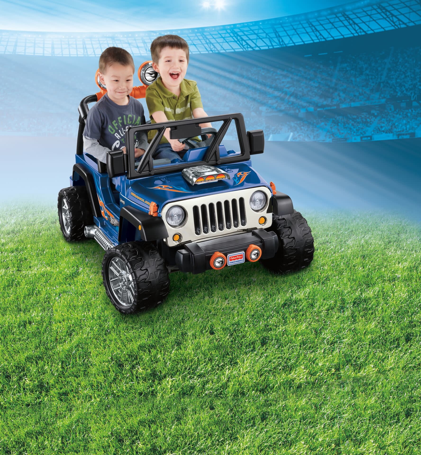 Power Wheels Hot Wheels Jeep Wrangler Battery-Powered Ride-On Toy Vehicle with Music & Sounds, 12V