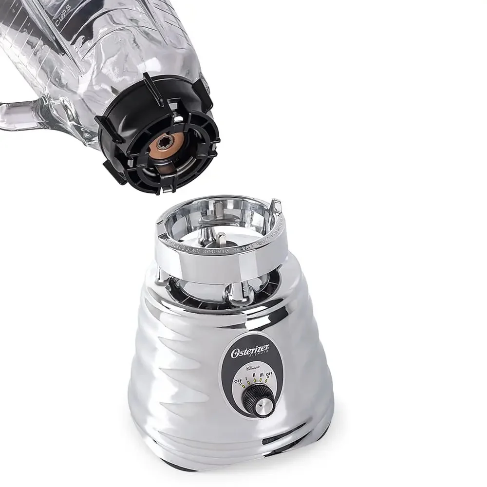 Oster 4655 Chrome 3 Speed Blender with 5 Cup Glass Jar, 1000 Watt Motor, All Metal Drive System, Stainless Steel Blades