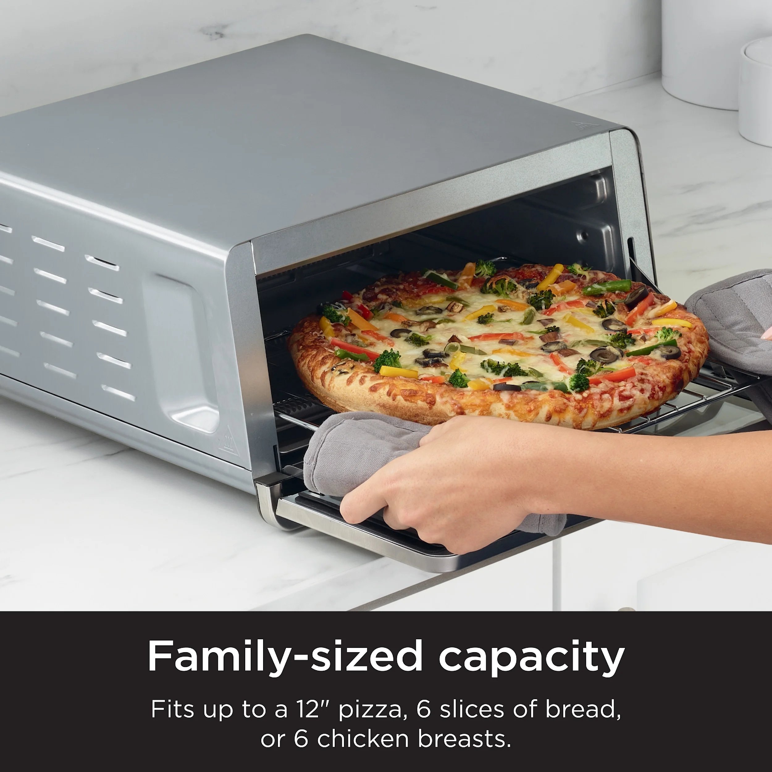 Ninja Flip Toaster Oven & Air Fryer, 8-in-1 Functionality, Flip Up & Away Capability for Storage Space, SP151