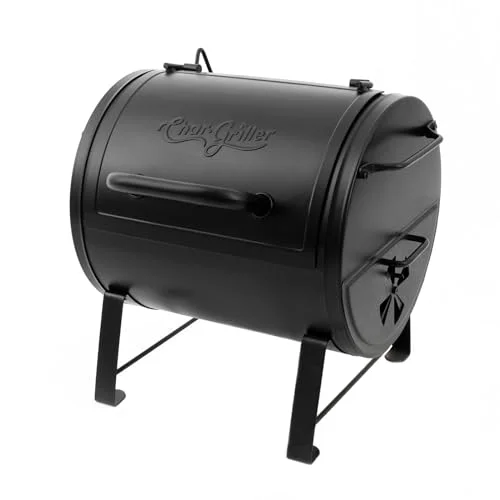 ® Portable Charcoal Grill and Side Fire Box Attachment for Texas-Style Offset Smoking Methods with 250 Cooking Square Inches in Black, Model E82424