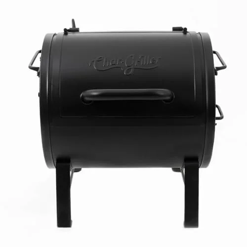 ® Portable Charcoal Grill and Side Fire Box Attachment for Texas-Style Offset Smoking Methods with 250 Cooking Square Inches in Black, Model E82424