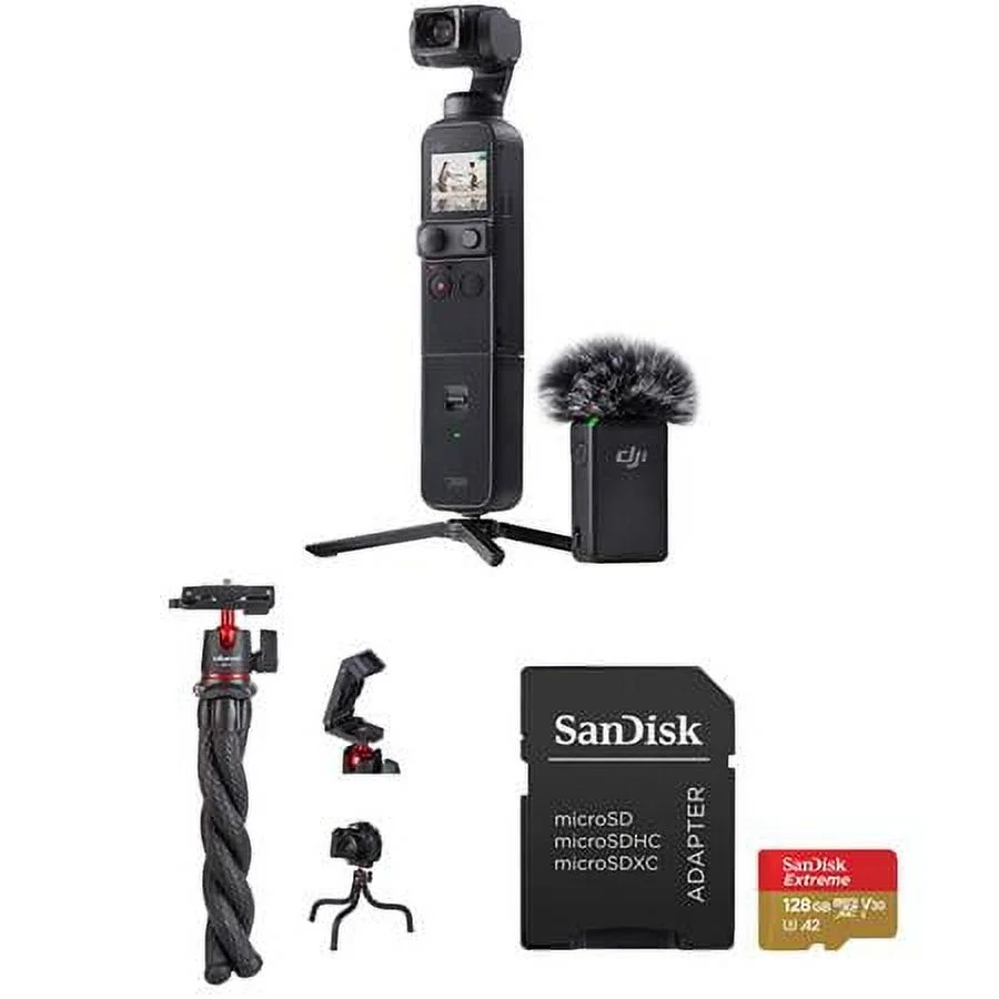 Pocket 2 Gimbal Camera Creator Combo - Bundle with 128GB microSD Card, Flexible Tripod