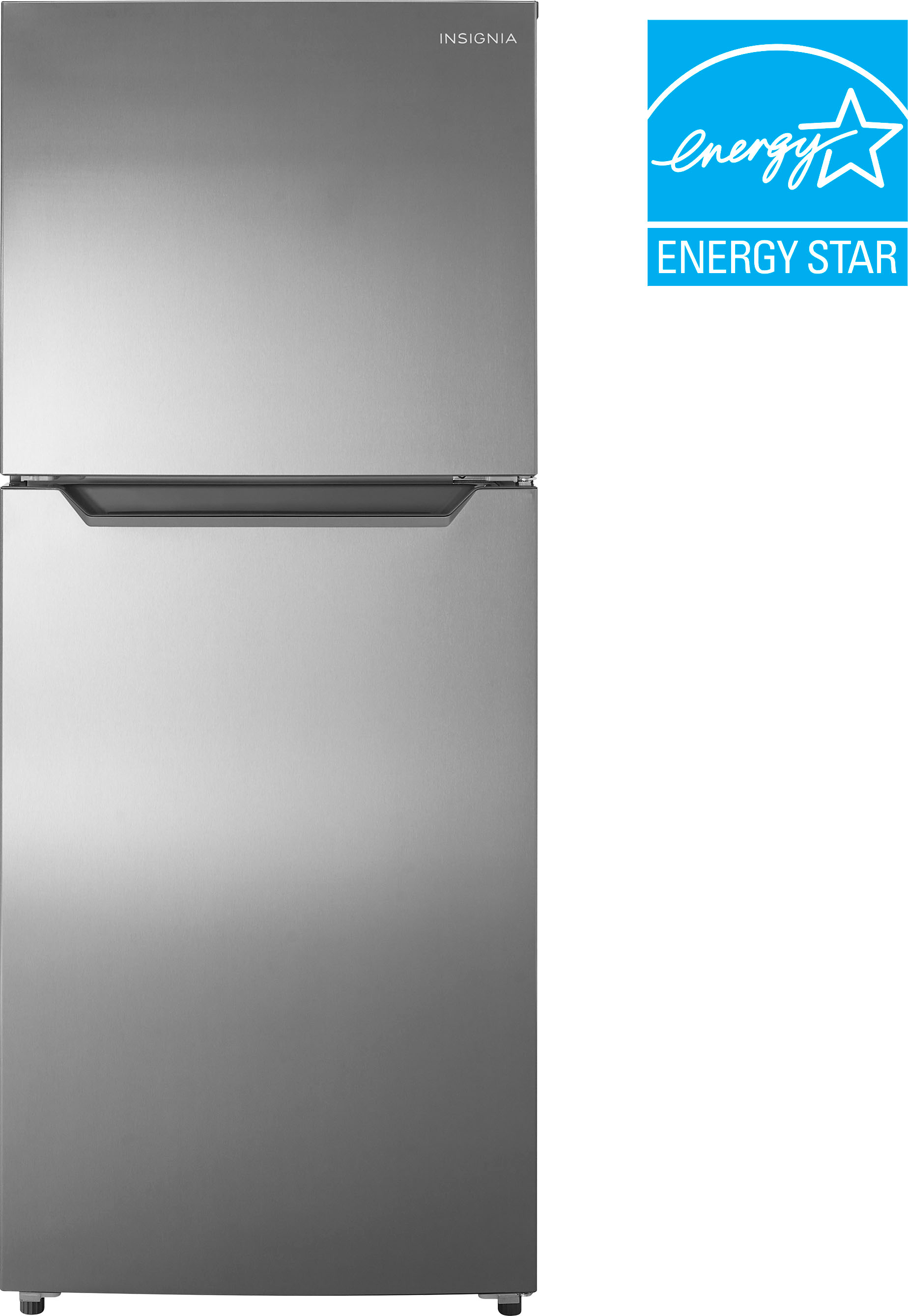 Insignia™ - 10 Cu. Ft. Top-Freezer Refrigerator with Reversible Door and ENERGY STAR Certification - Stainless Steel Look