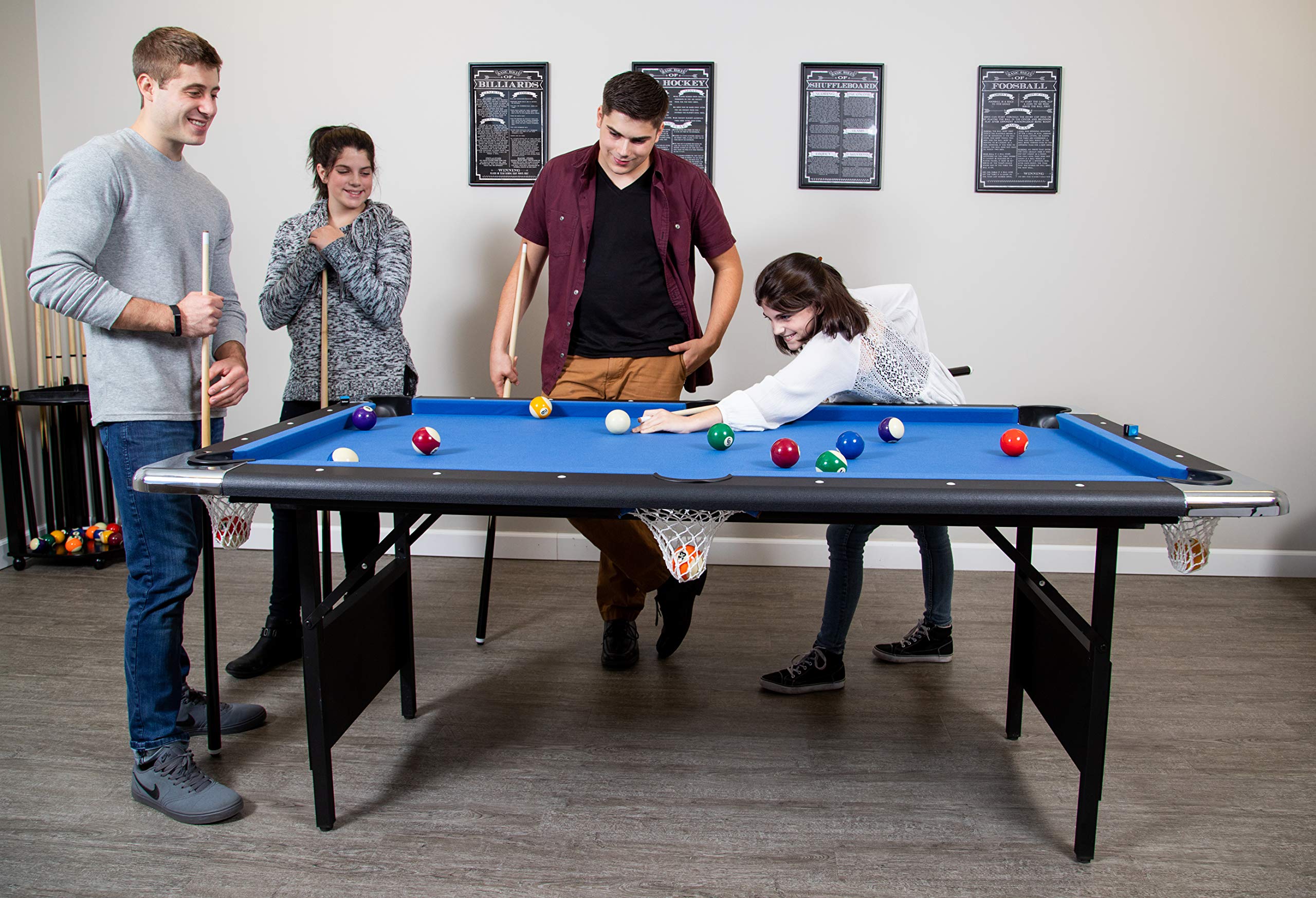 Hathaway Fairmont Portable 6-Ft Pool Table for Families with Easy Folding for Storage, Includes Balls, Cues, Chalk