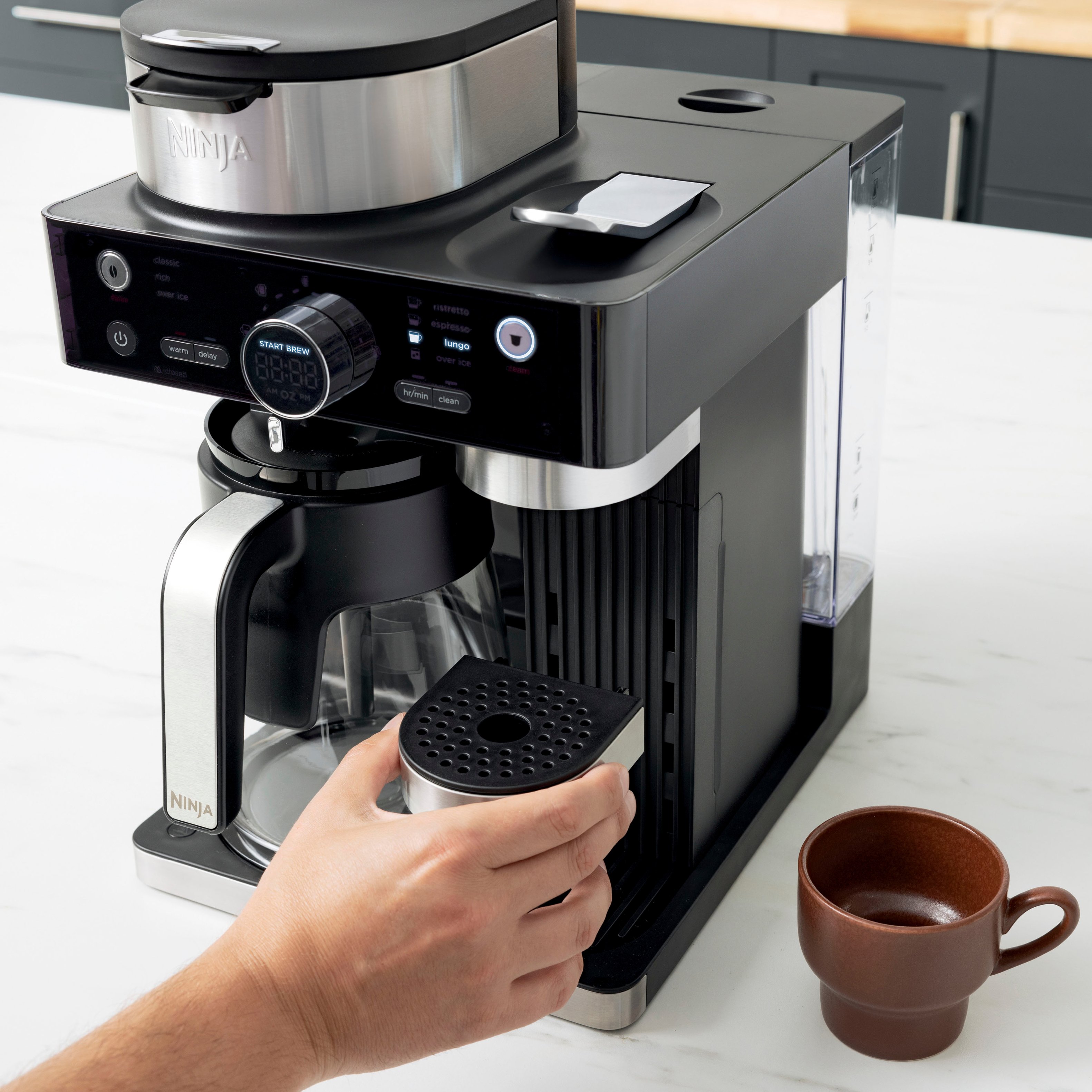 Ninja - Espresso & Coffee Barista System, Single Serve & Nespresso, with 12-Cup Carafe, 4 Styles with Ristretto - Black