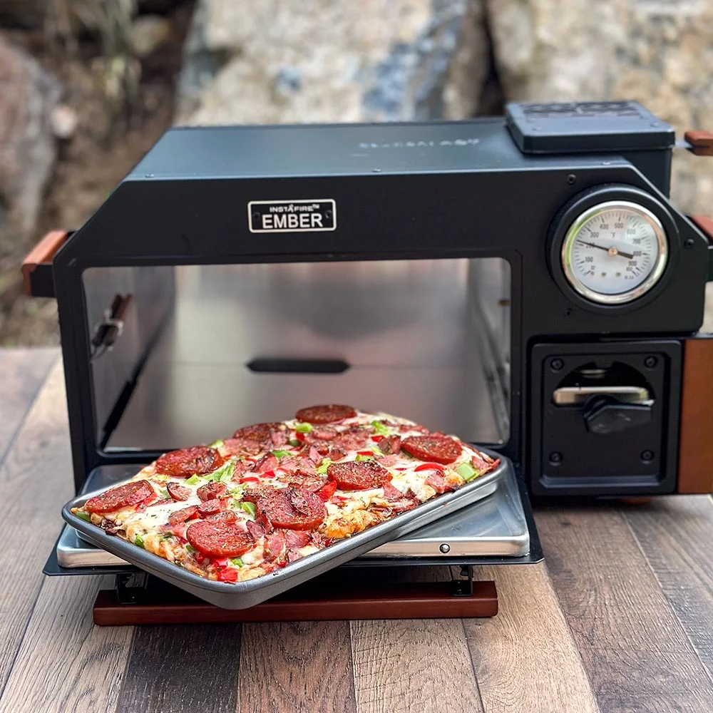 InstaFire Ember Pizza Steak Bread Oven, 2-in-1 Outdoor Wood-Powered Biomass, Indoor Canned Heat Fuel, Portable, Compact, off-Grid, Camp