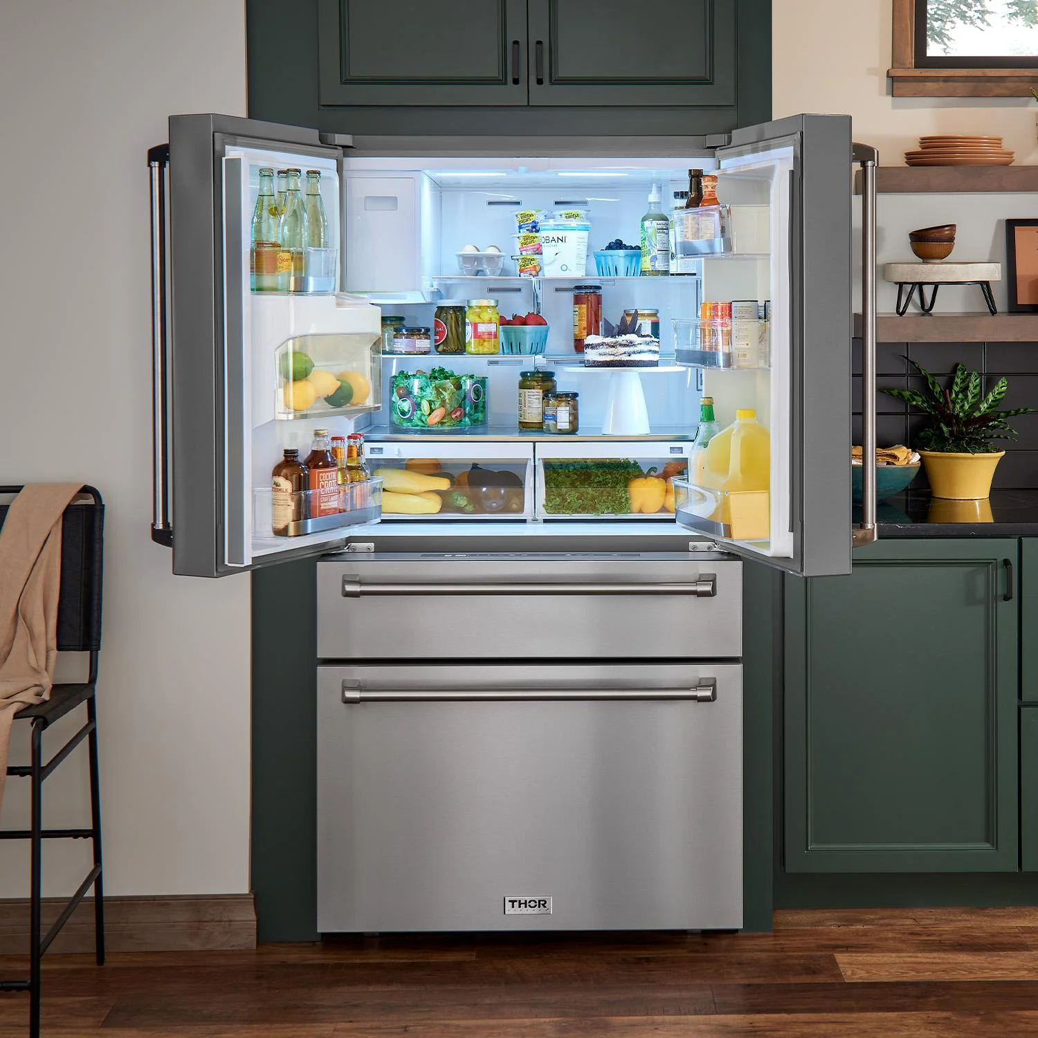 Thor Kitchen 36 Inch Professional French Door Refrigerator with Ice and Water Dispenser - TRF3601FD