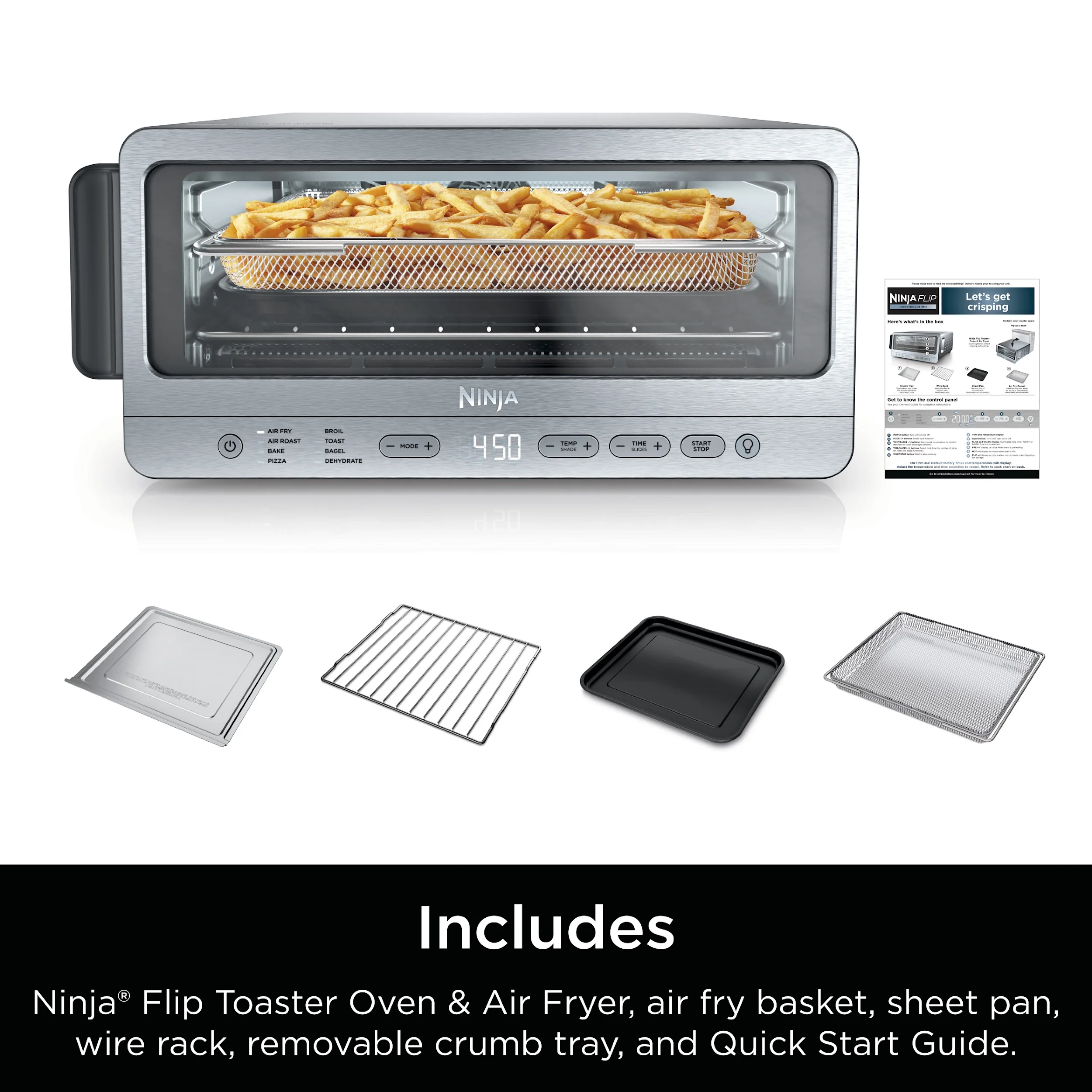 Ninja Flip Toaster Oven & Air Fryer, 8-in-1 Functionality, Flip Up & Away Capability for Storage Space, SP151