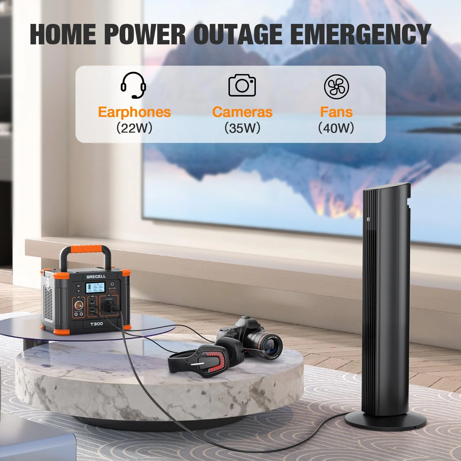 Portable Power Station 300W GRECELL 288Wh Solar Generator