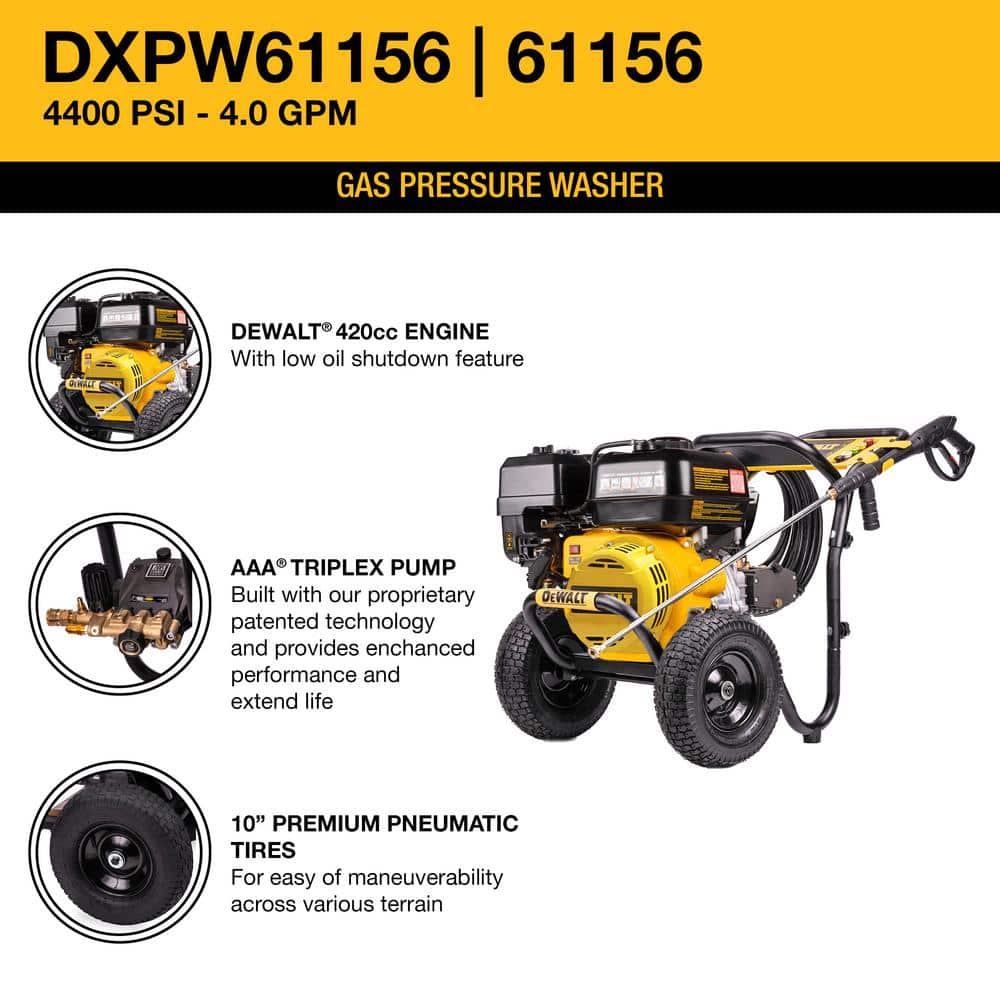 4400 PSI 4 0 GPM Gas Cold Water Pressure Washer with 420cc Engine DXPW61156