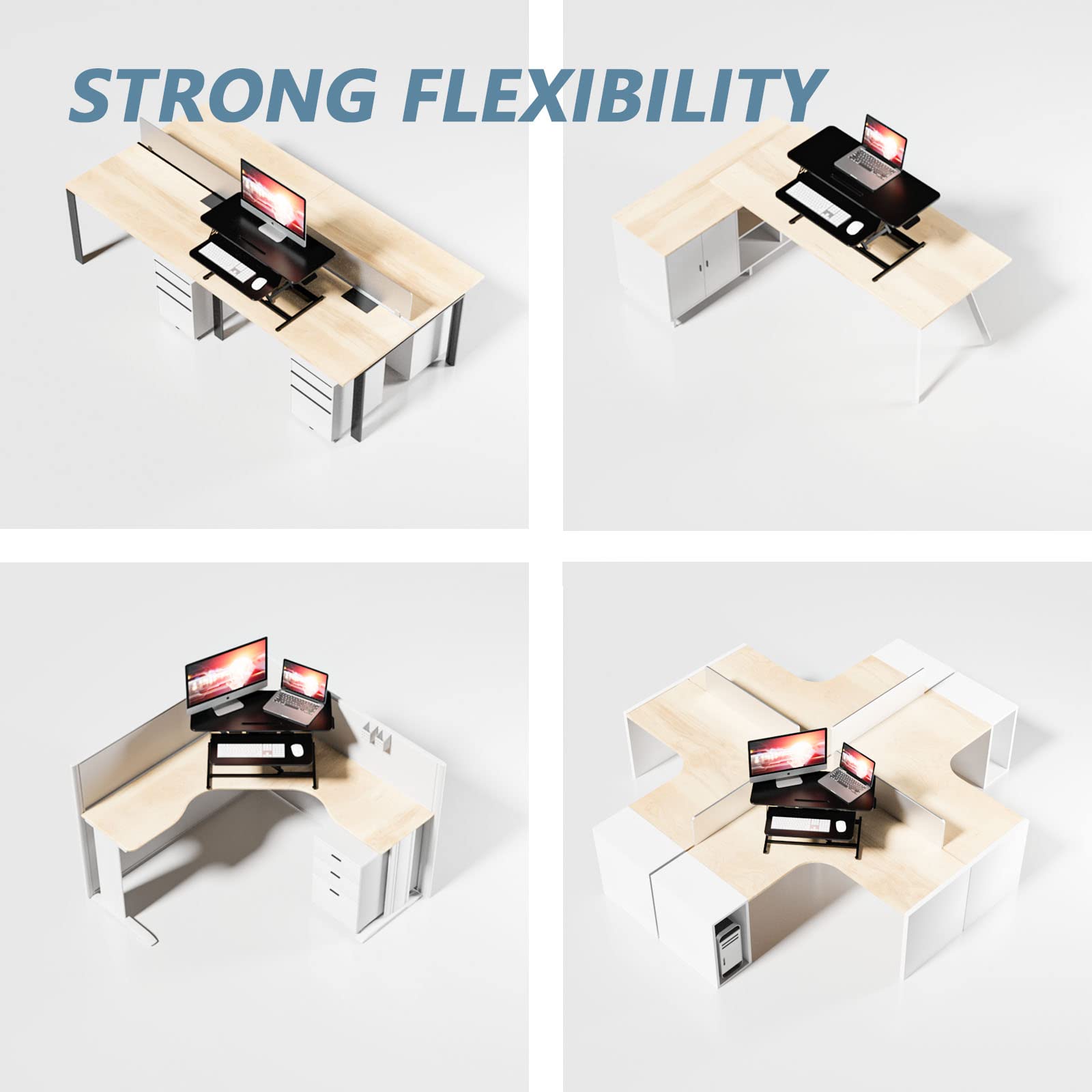 NEEDUX Standing Up Desk Converter 36" Height Adjustable Sit Stand Desk with Removable Keyboard Tray, Large Desk Riser Ergonomic Gas Spring Dual Monitor Workstation for Home Office