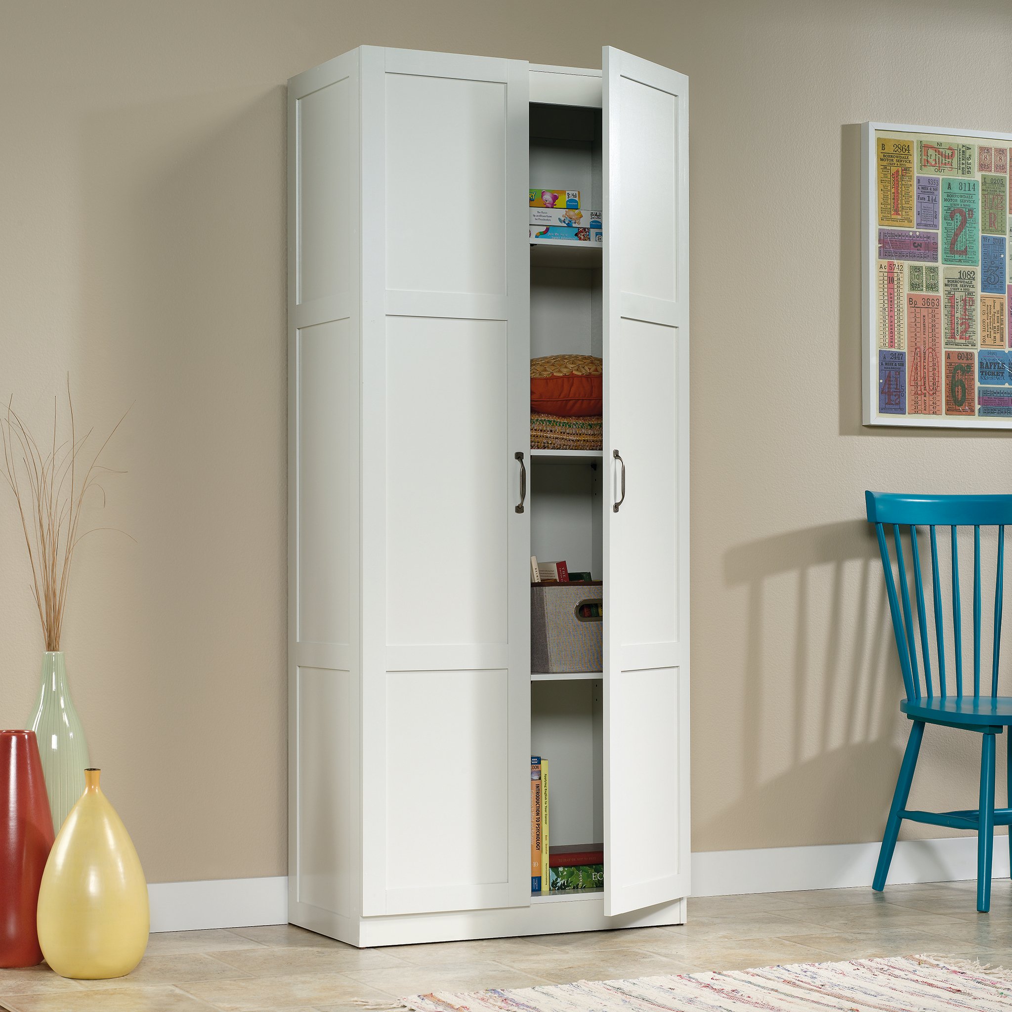 Sauder Storage Cabinet White Finish