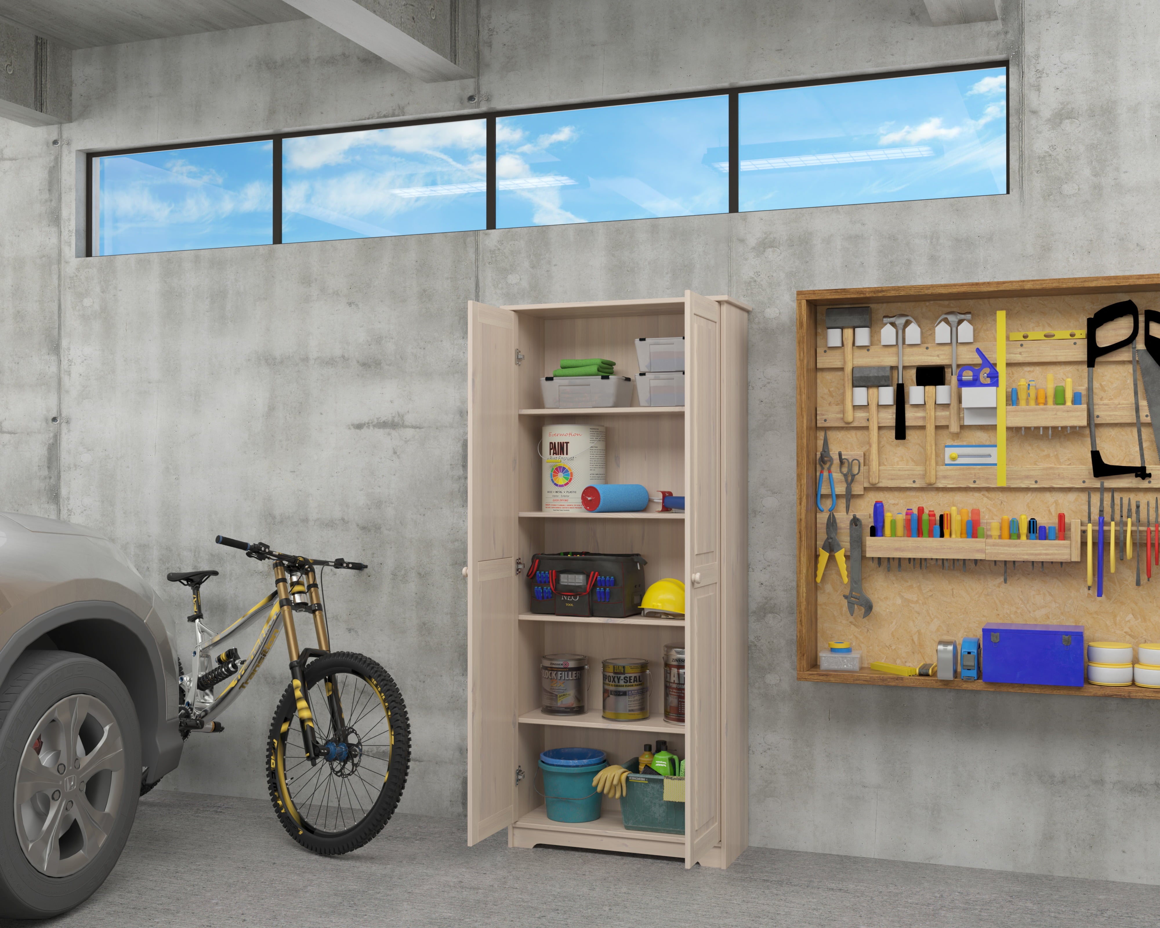 Solid Wood Pantry Storage Cabinet, Freestanding Kitchen Cupboard, Closet with Shelves