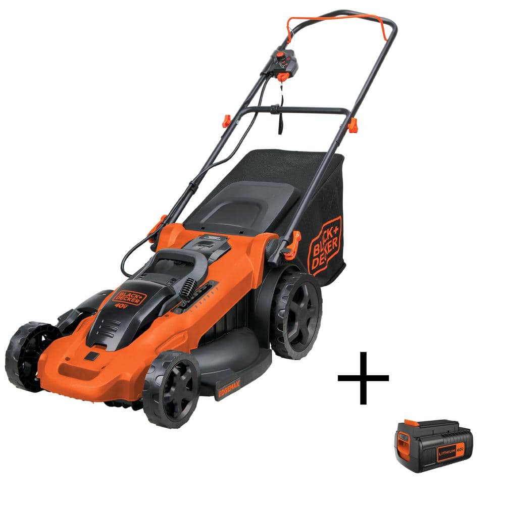 BLACK DECKER 40V MAX 20 in. Battery Powered Walk Behind Push Lawn Mower with (3) 2Ah Batteries & Charger CM2043CLBX2040