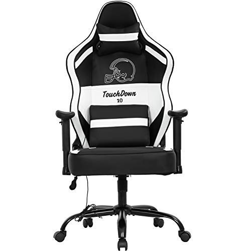 Gaming Chair Big and Tall Office Chair 500lb Wide Seat Desk Chair with Lumbar Support Headrest 2D Arms Task Swivel Ergonomic PU Adjustable Massage Racing Computer Chair for Adults Gamer(Black)