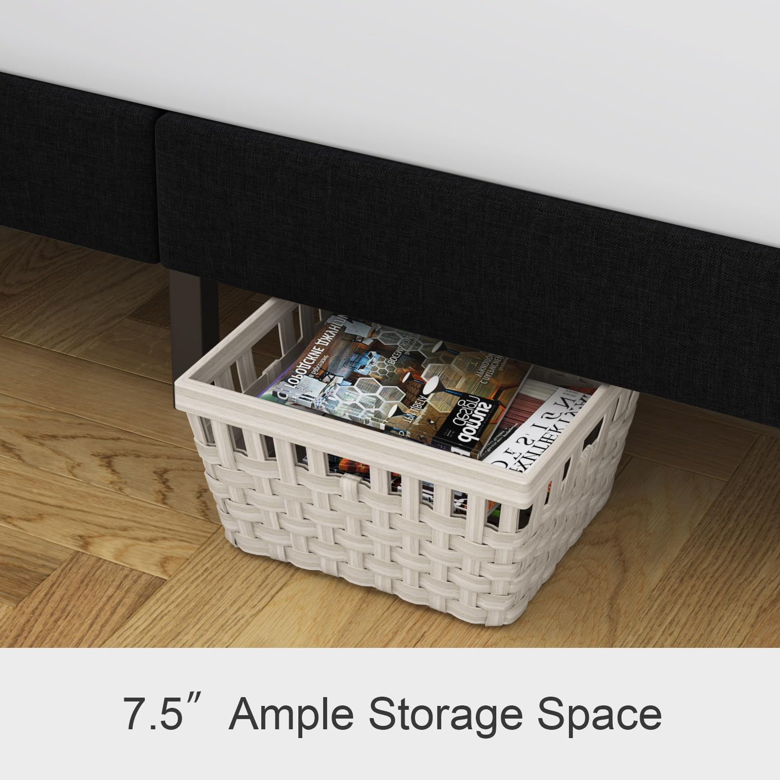 Molblly Full Bed Frame Upholstered Platform with Headboard and Strong Wooden Slats, Non-Slip and Noise-Free,No Box Spring Needed, Easy Assembly,Black