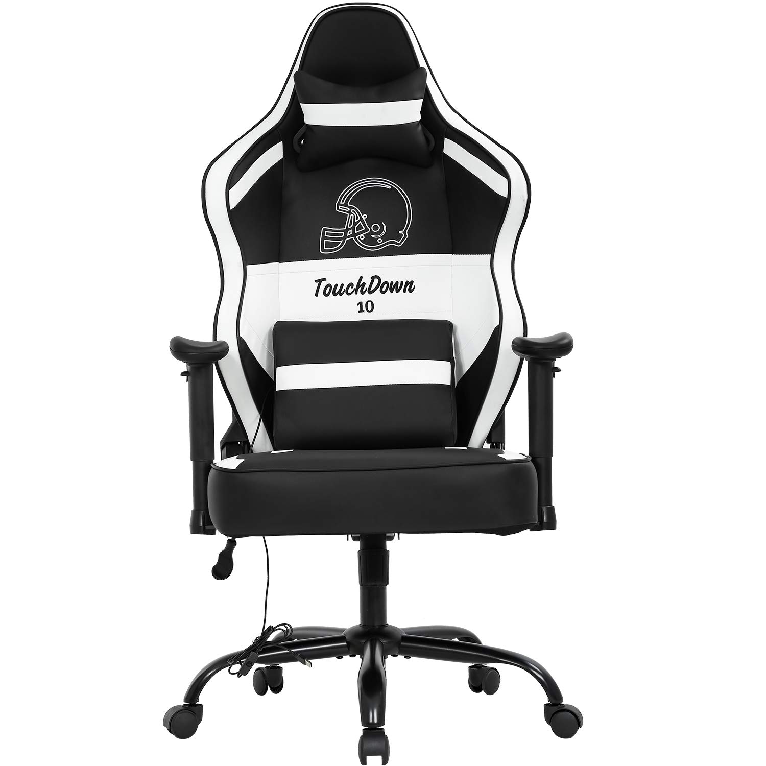 Gaming Chair Big and Tall Office Chair 500lb Wide Seat Desk Chair with Lumbar Support Headrest 2D Arms Task Swivel Ergonomic PU Adjustable Massage Racing Computer Chair for Adults Gamer(Black)